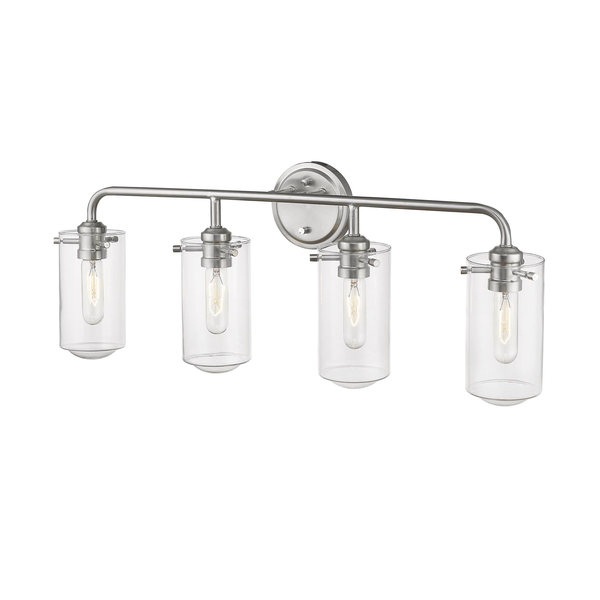 Shown in Brushed Nickel finish and Glass shade