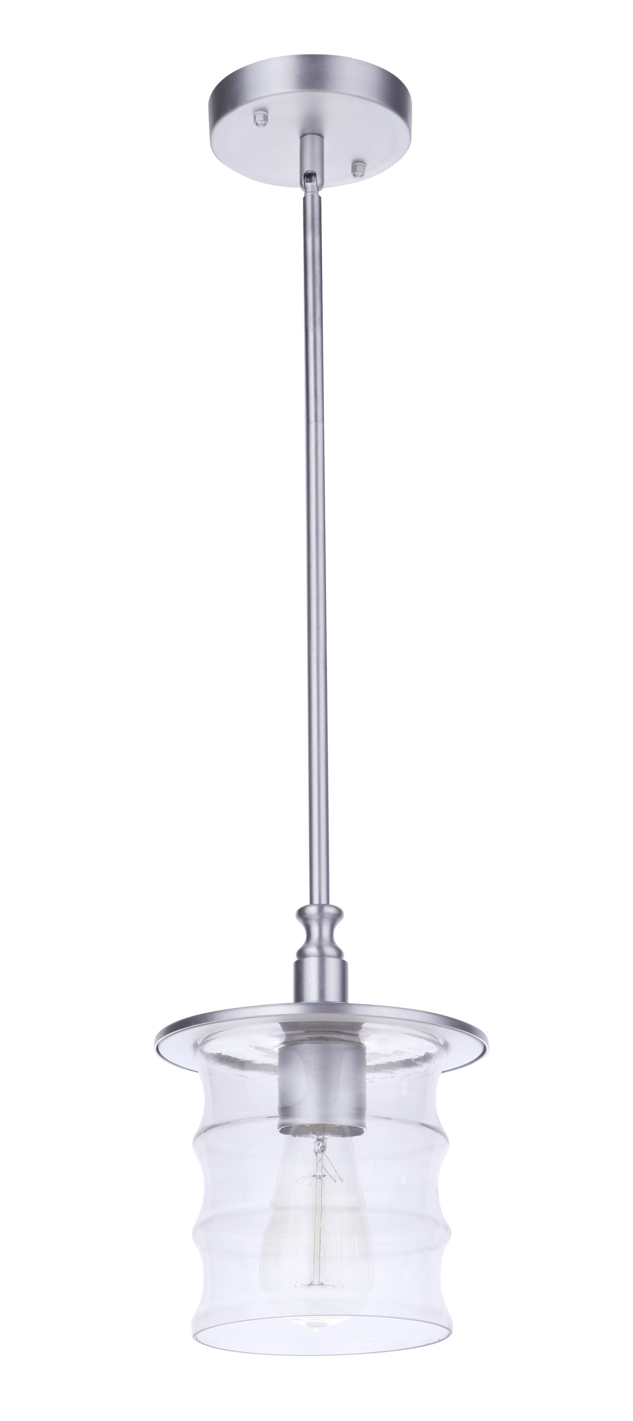 Shown in Satin Aluminum finish and Clear glass and Glass shade