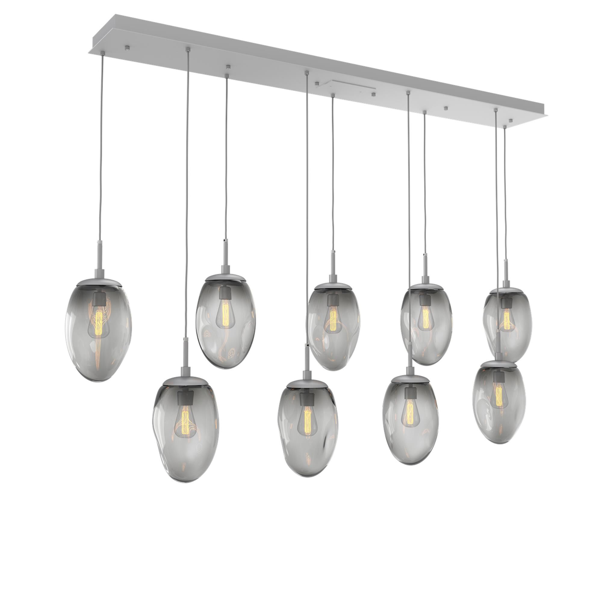 Shown in Classic Silver finish and Smoke Blown glass