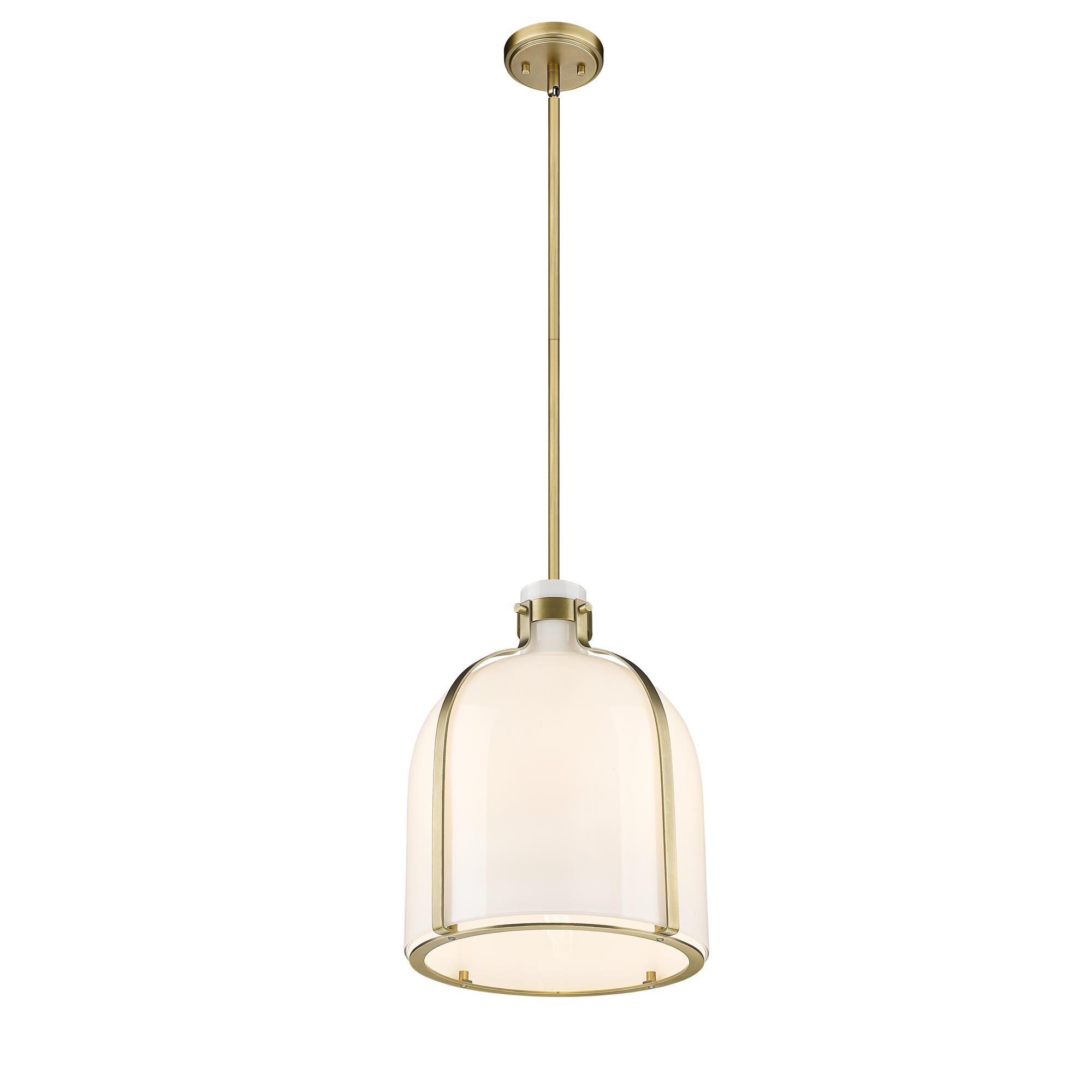 Shown in Rubbed Brass finish and Glass shade