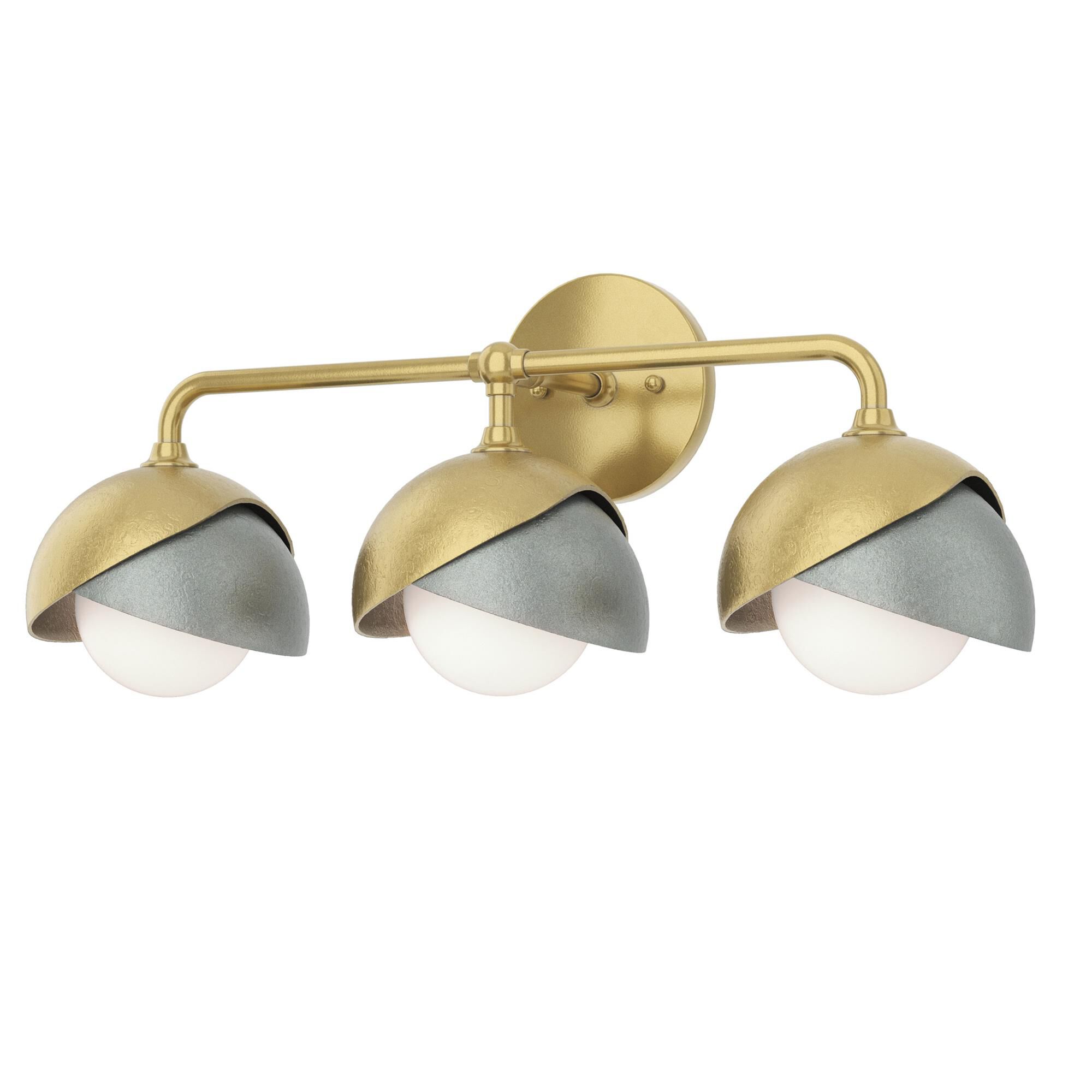 Shown in Modern Brass finish and Opal glass and Vintage Platinum accent