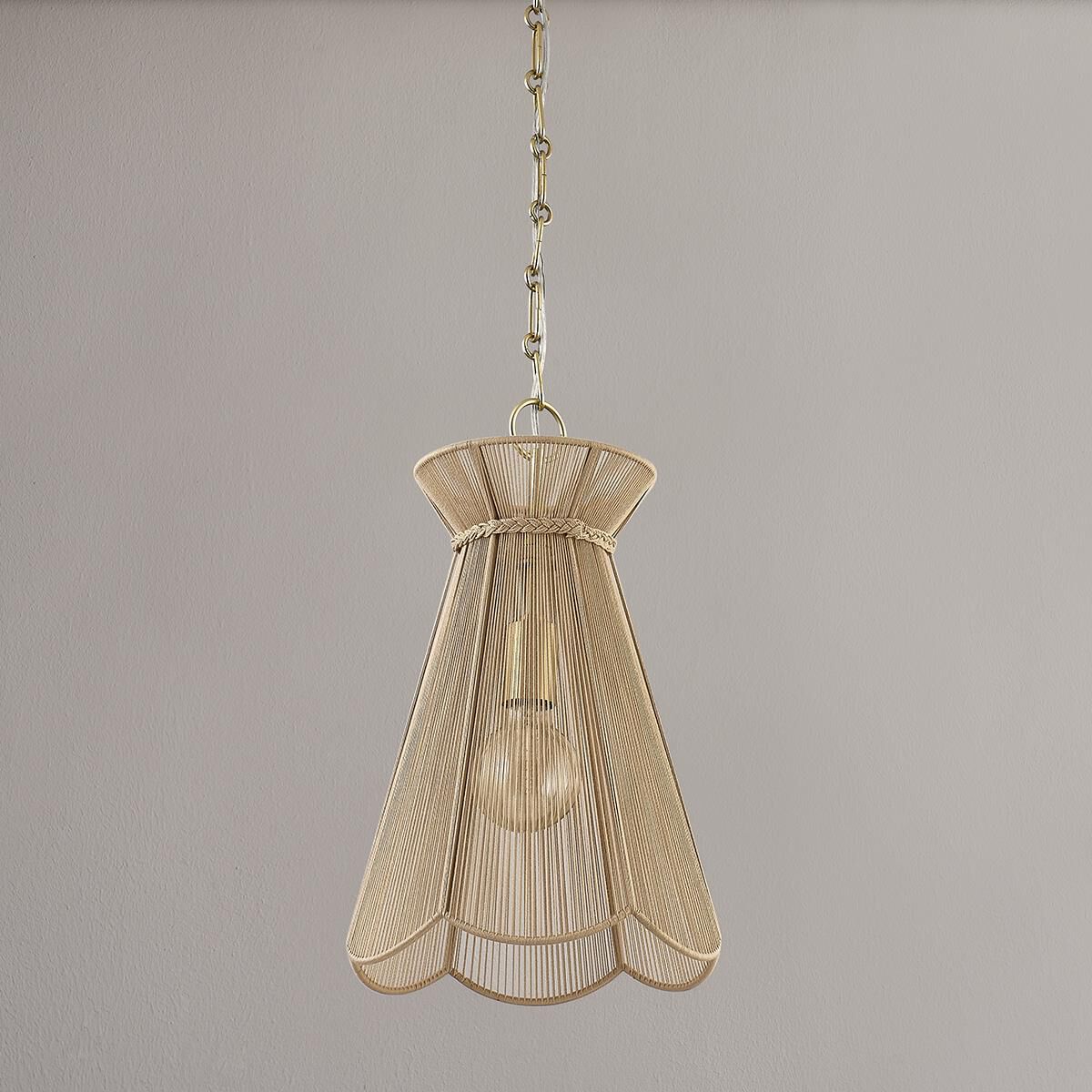 Shown in Aged Brass finish and Natural Cotton String shade
