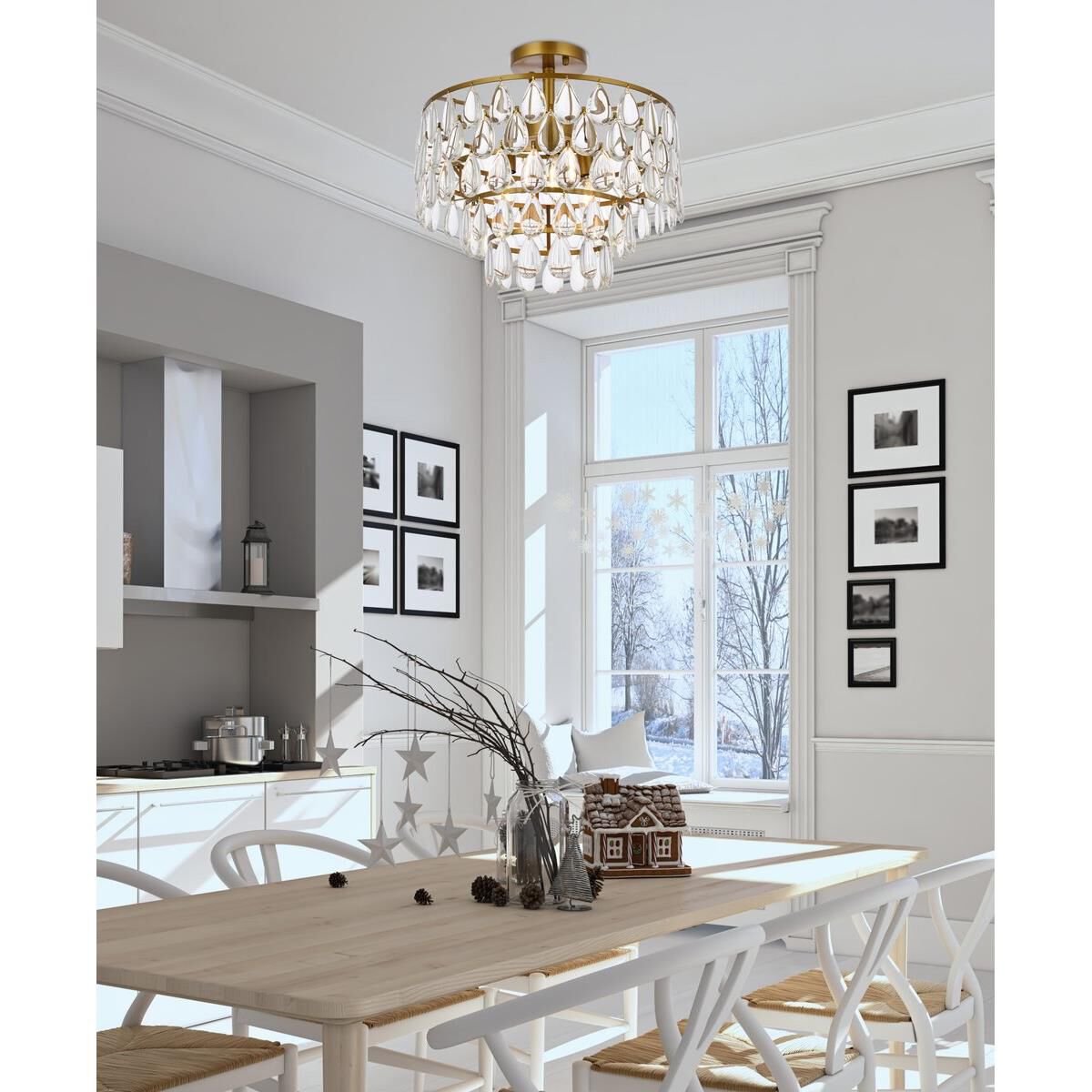 Mila 16 Inch 3 Light Flush Mount by Elegant Lighting