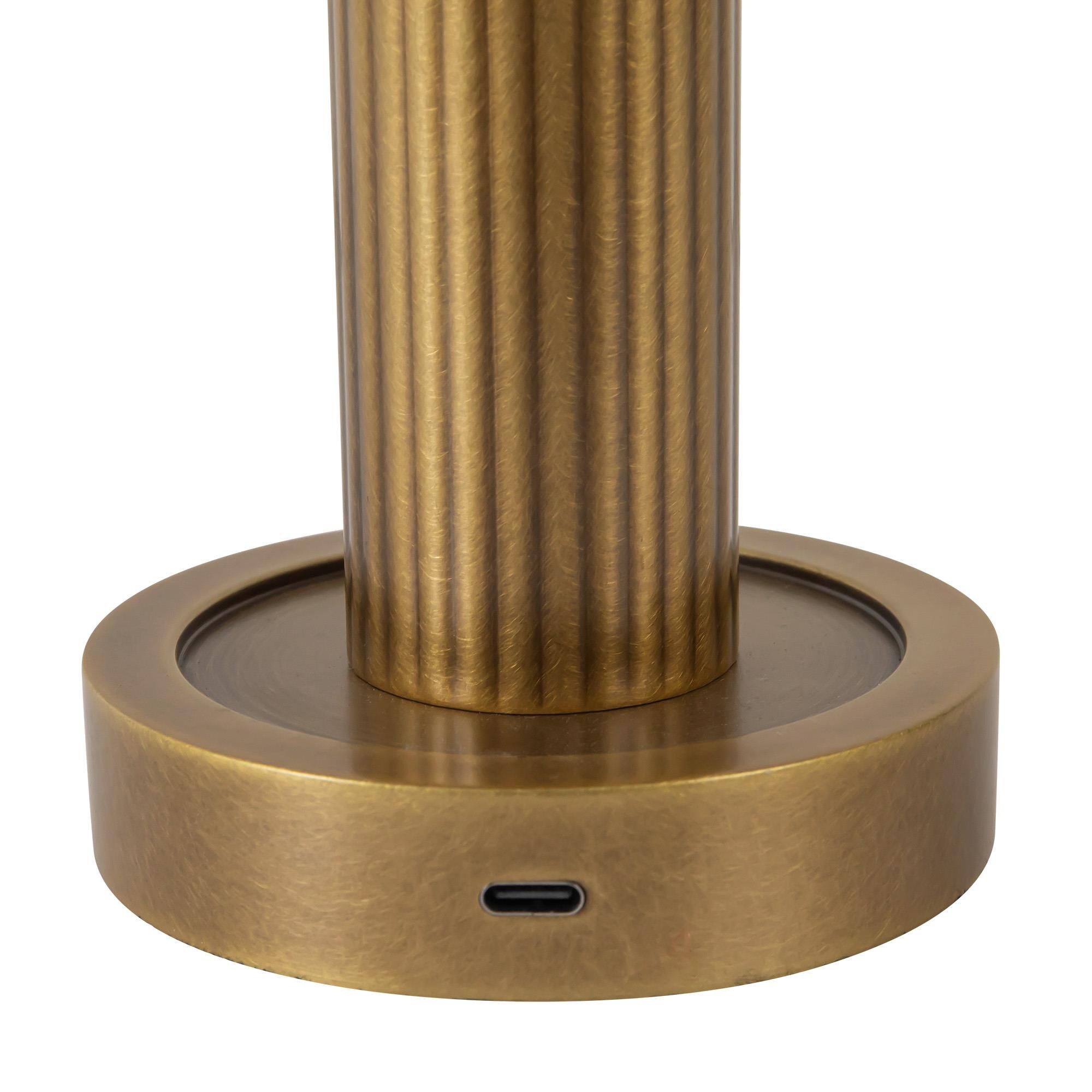 Shown in Vintage Brass finish and Glossy Opal glass