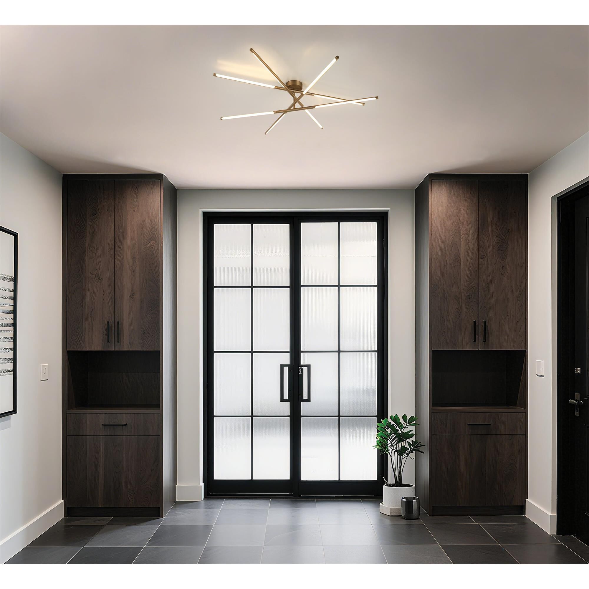 Shown in Champagne Gold finish and White glass