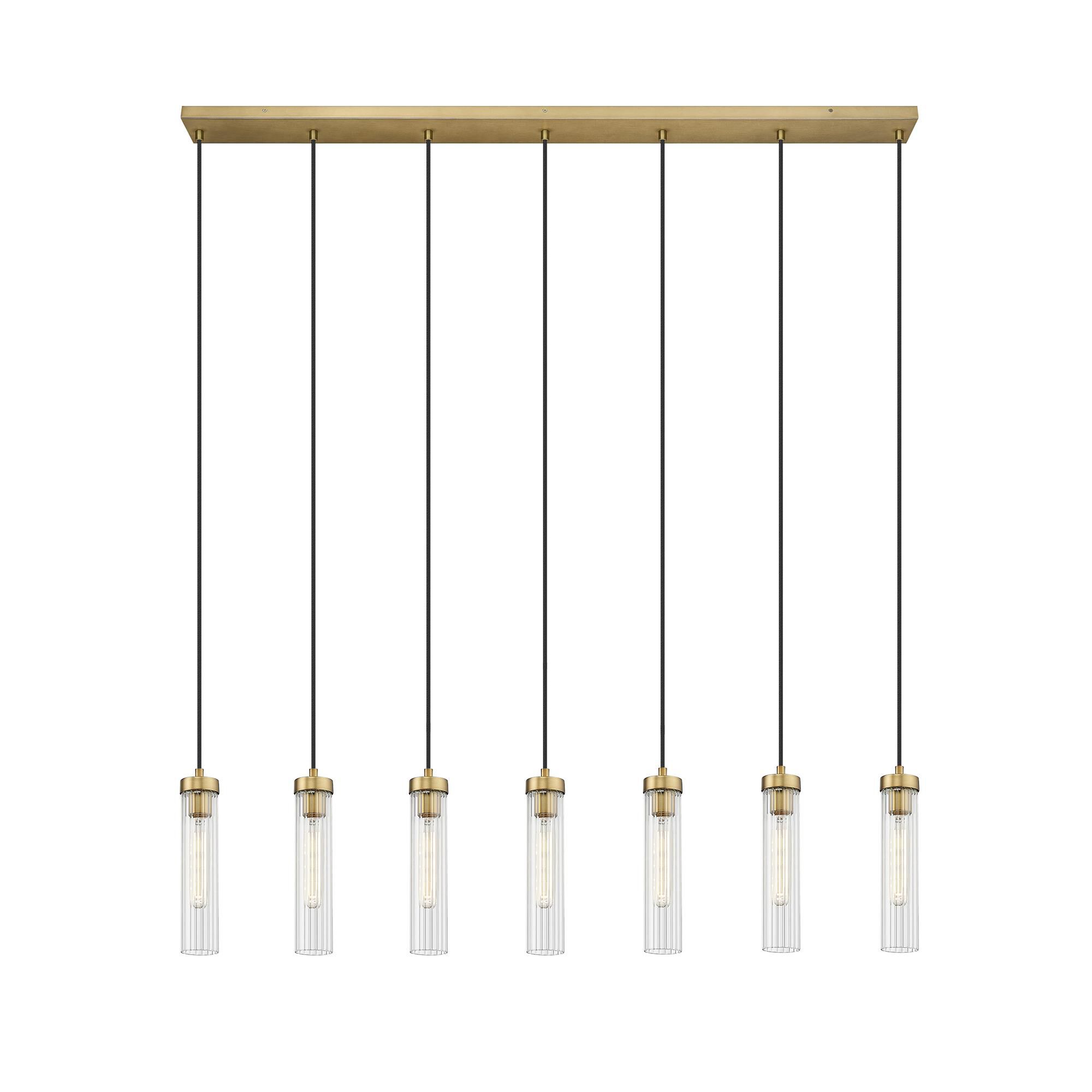Shown in Rubbed Brass finish and Clear glass