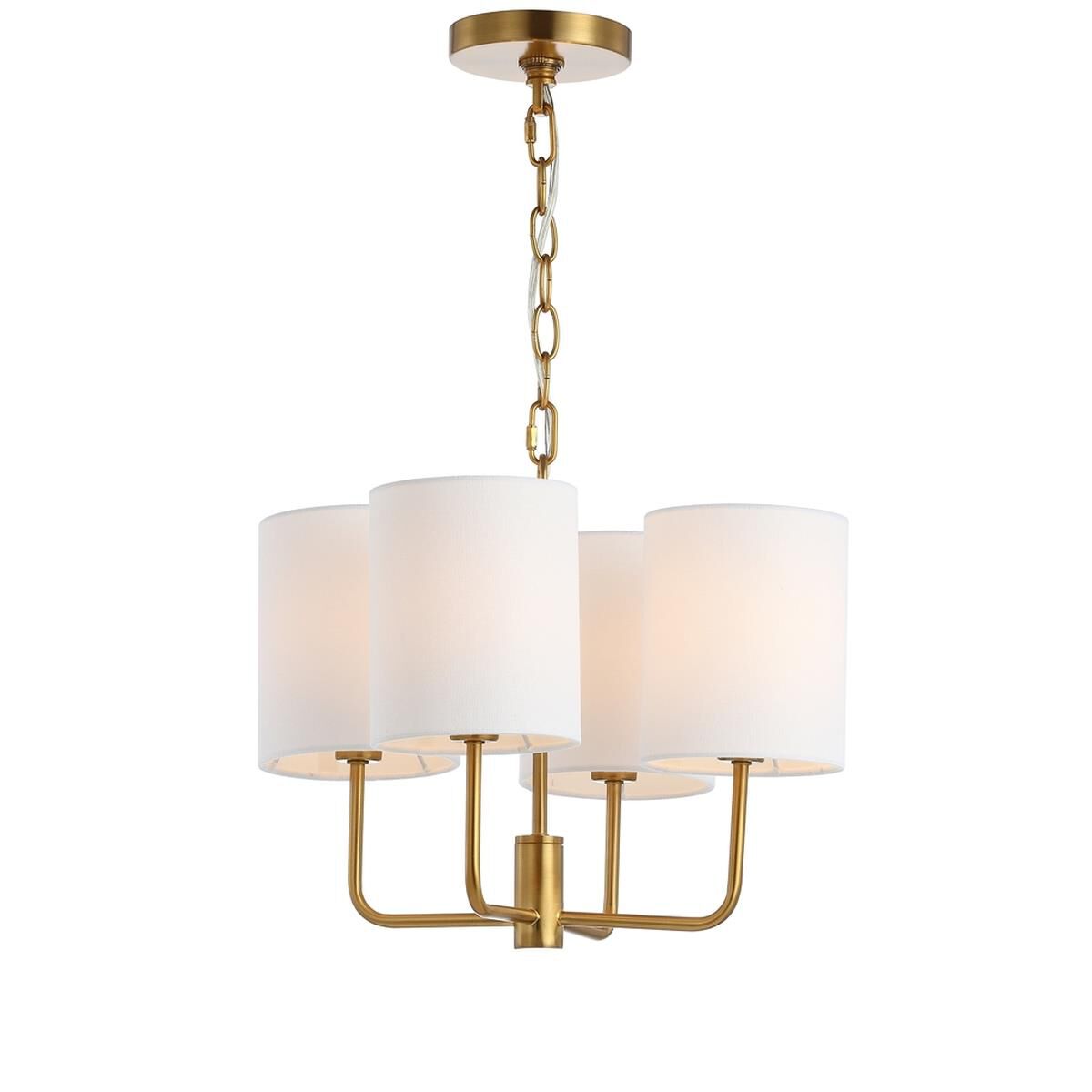 Shown in Brass Gold finish and Off White Cotton shade