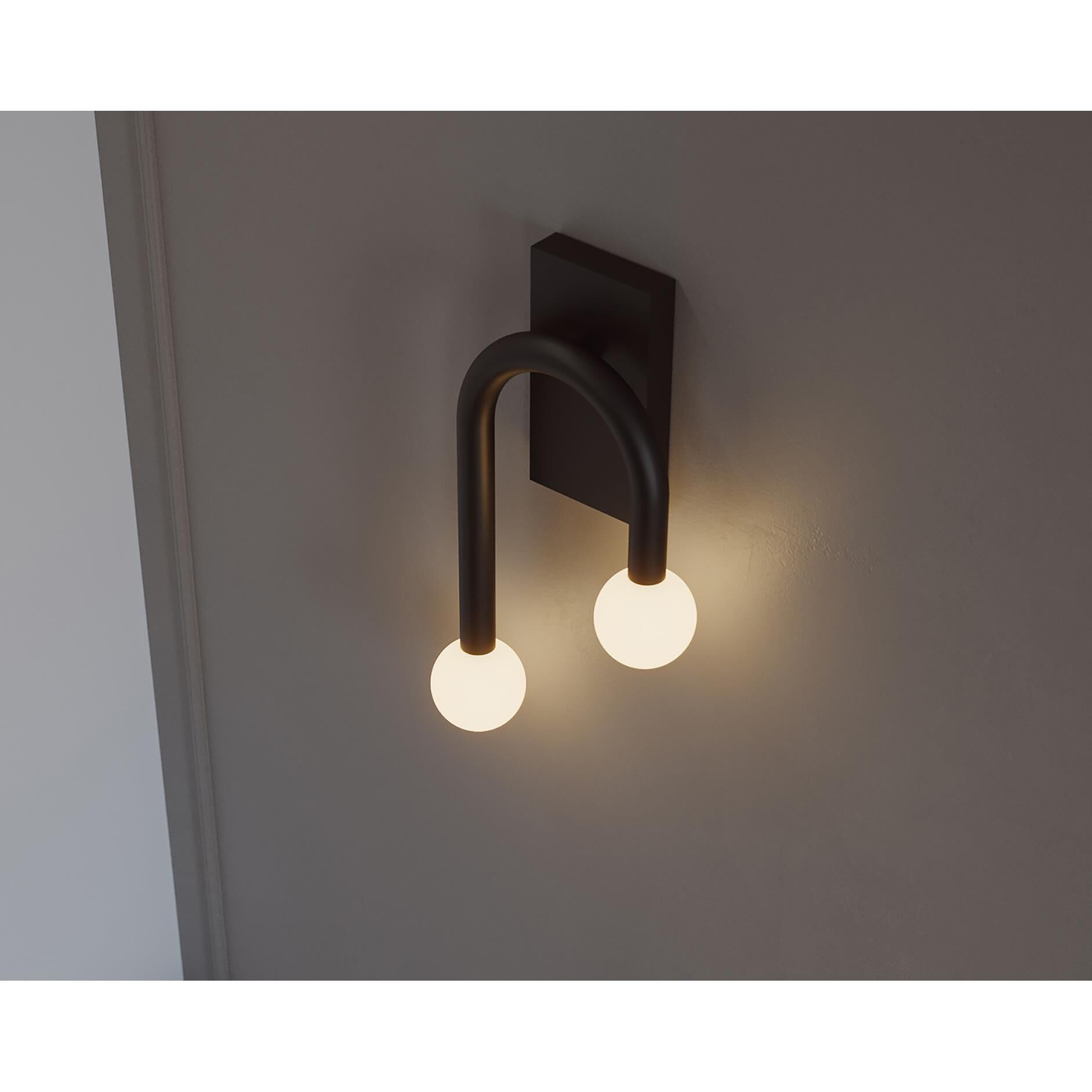 Shown in Black finish and White glass