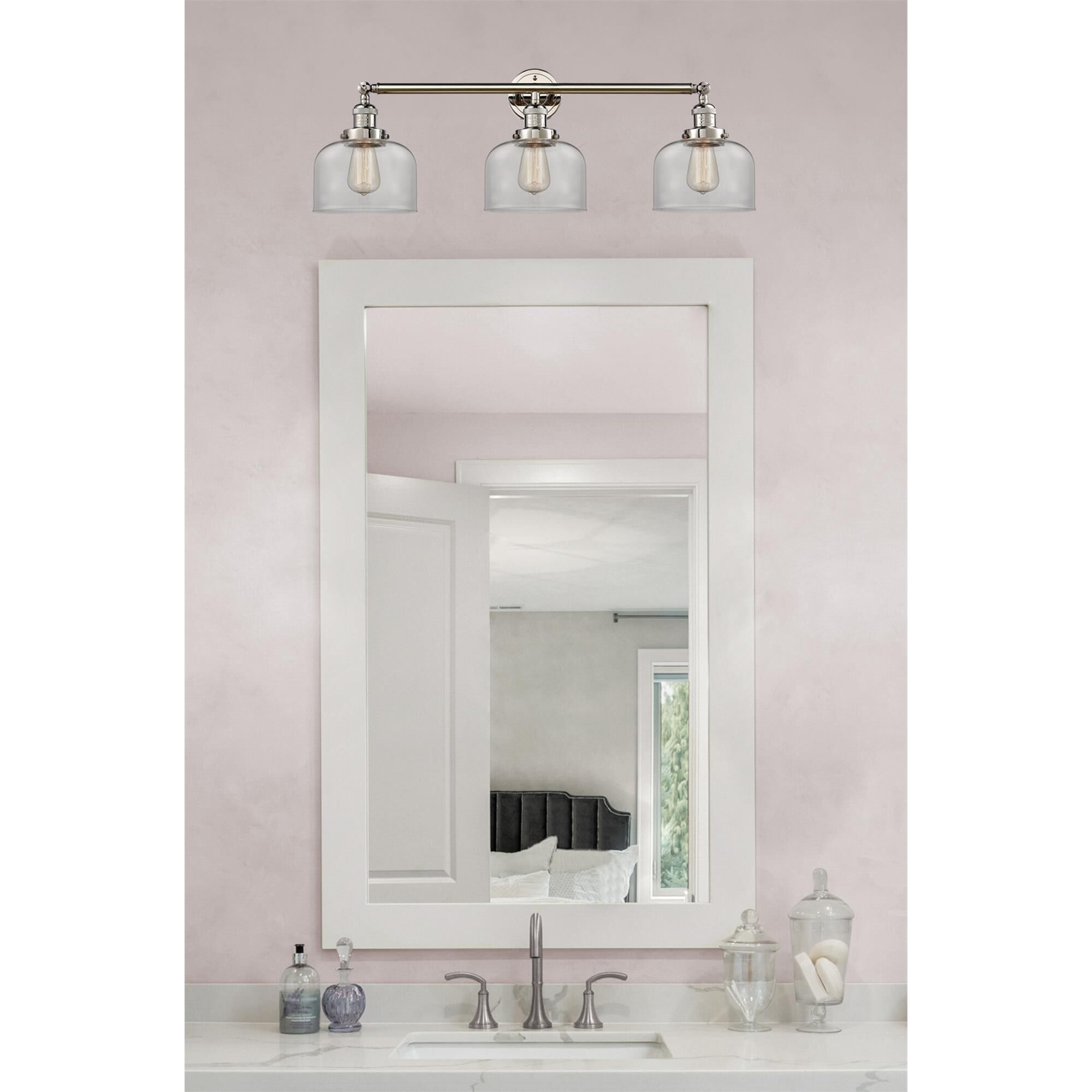 Shown in Polished Nickel finish and Clear glass