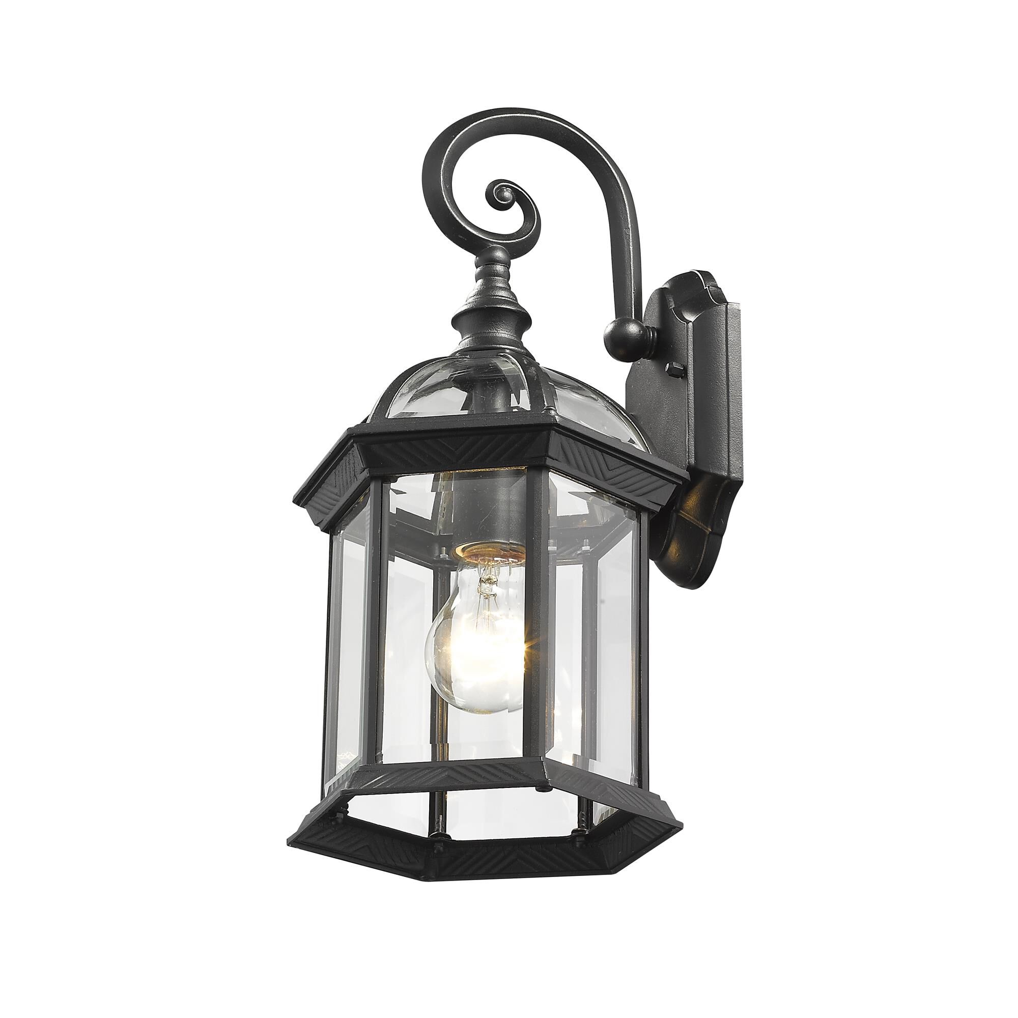 Shown in Black finish and Glass shade