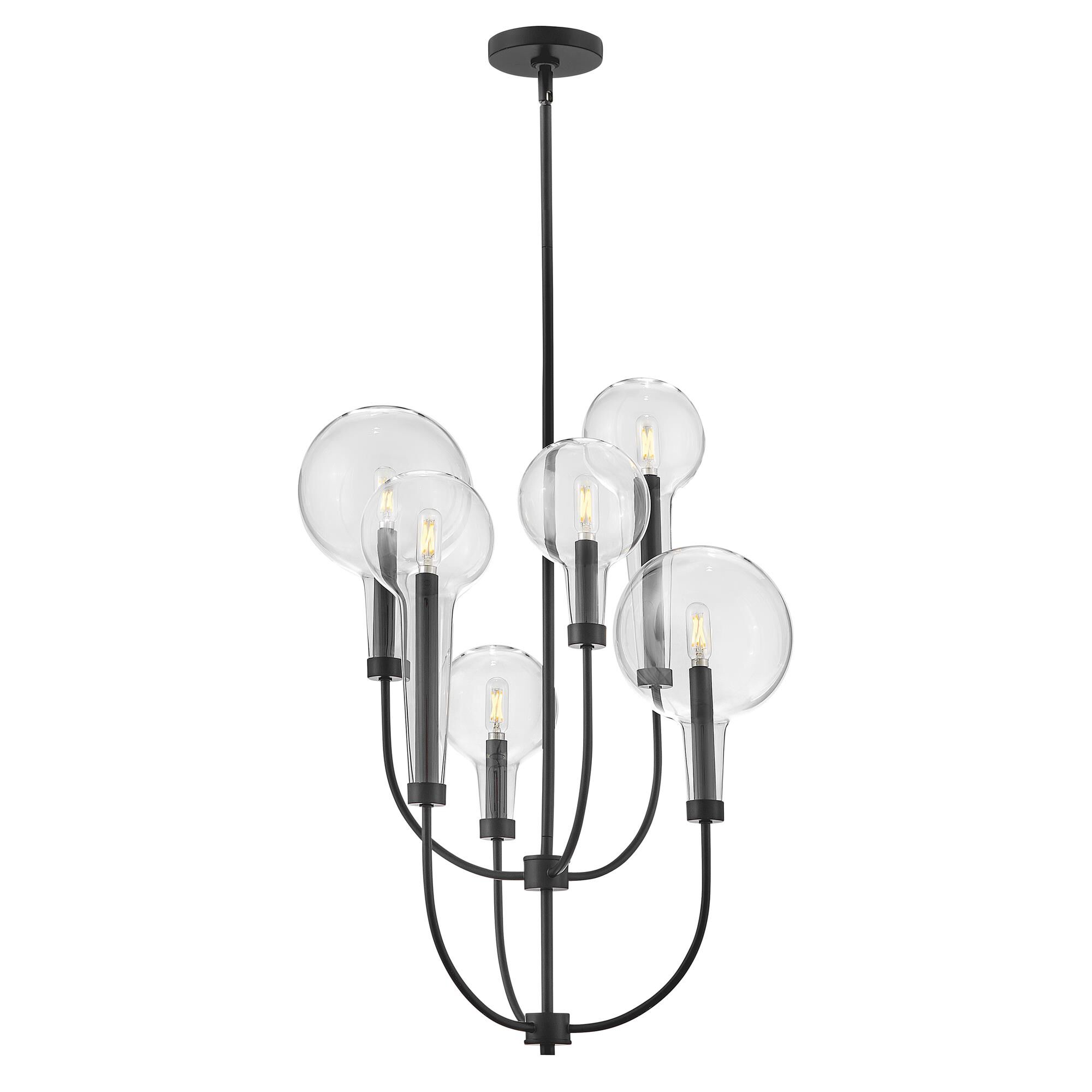 Shown in Black finish and Clear glass