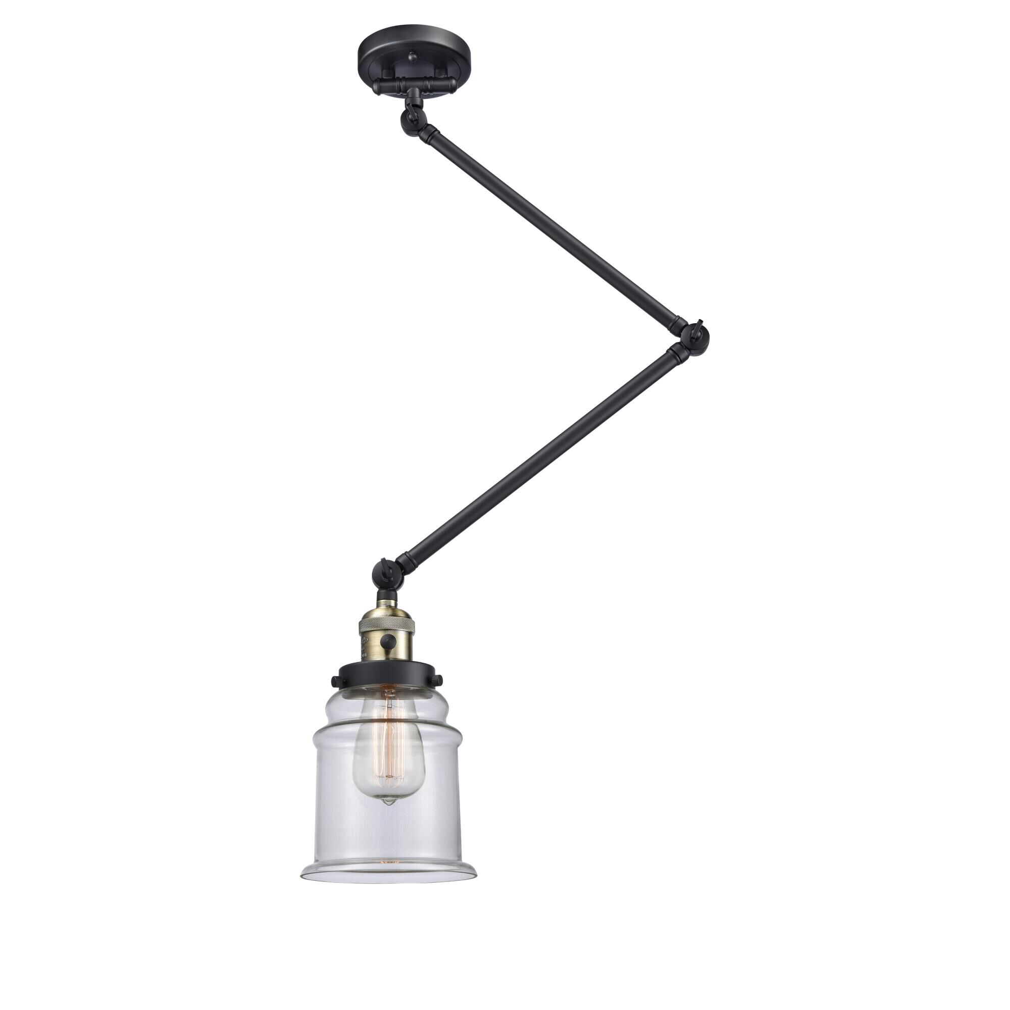 Shown in Black Antique Brass finish and Clear Canton glass