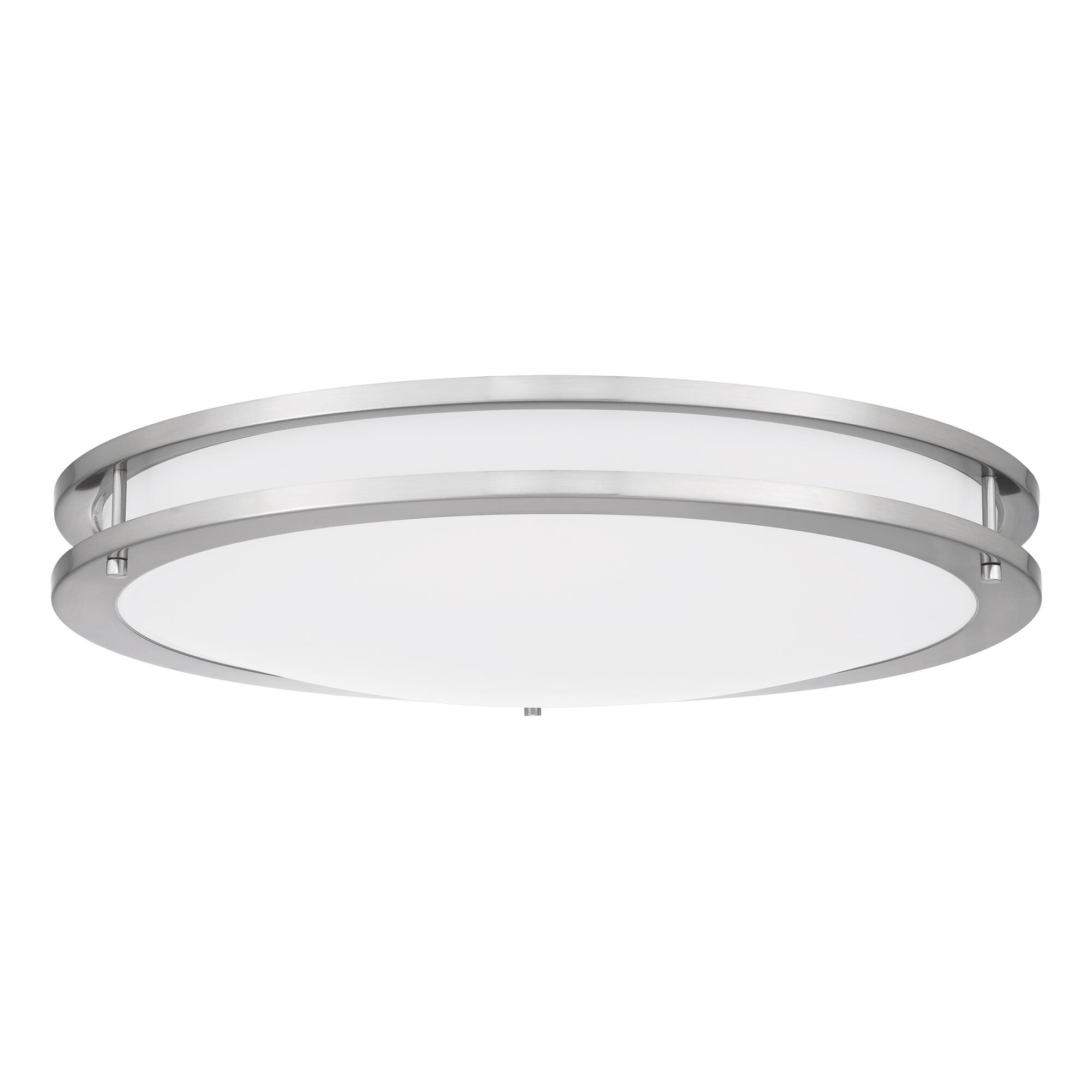 Shown in Brushed Nickel finish and White Plastic shade