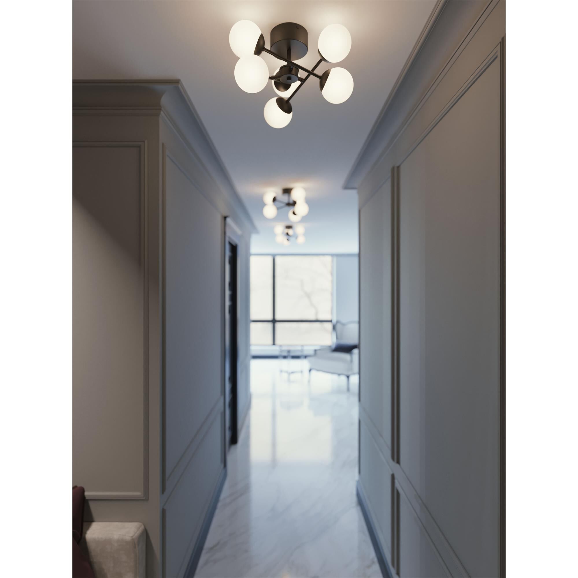 Shown in Black finish and Frosted glass