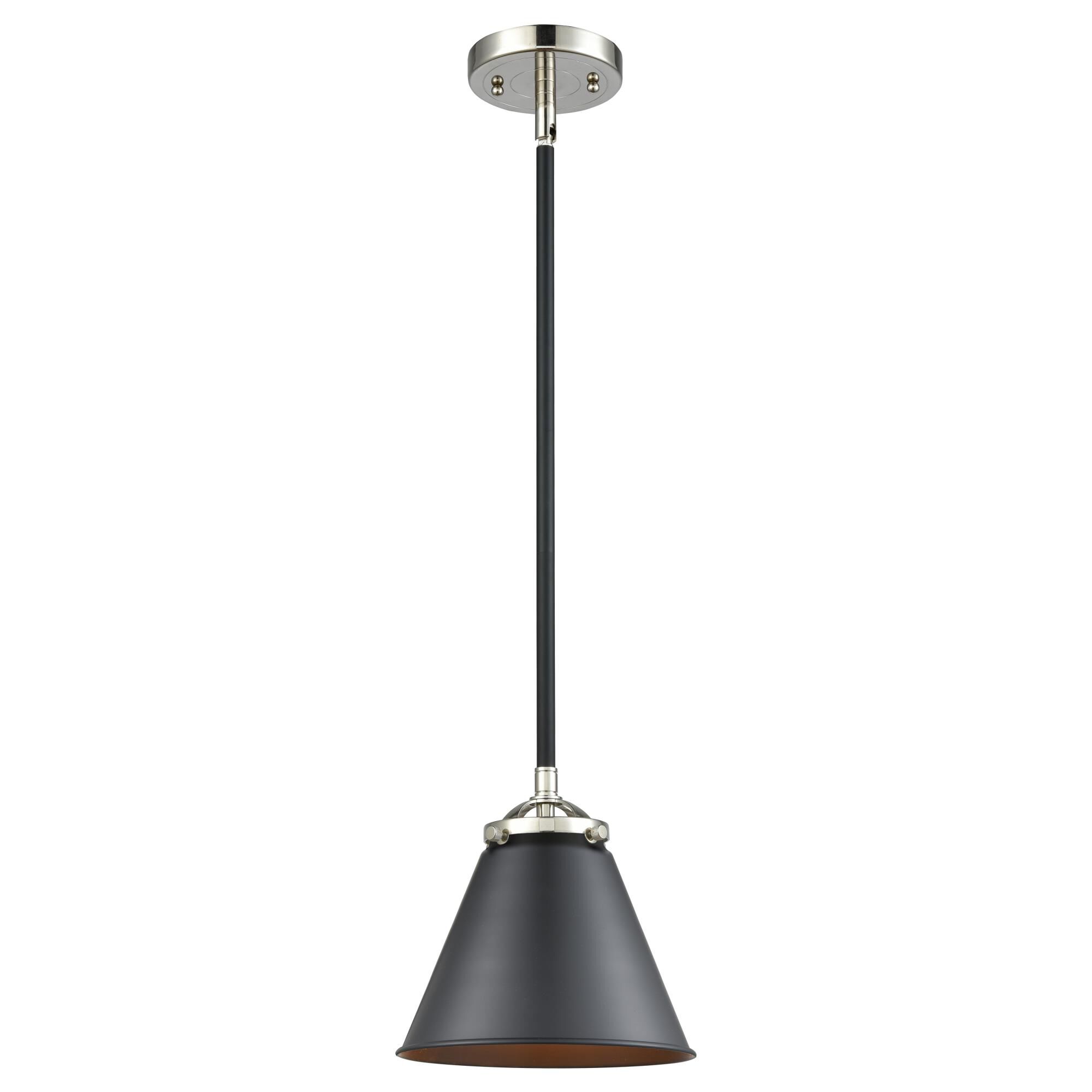 Shown in Black Polished Nickel finish and Metal - Matte Black shade