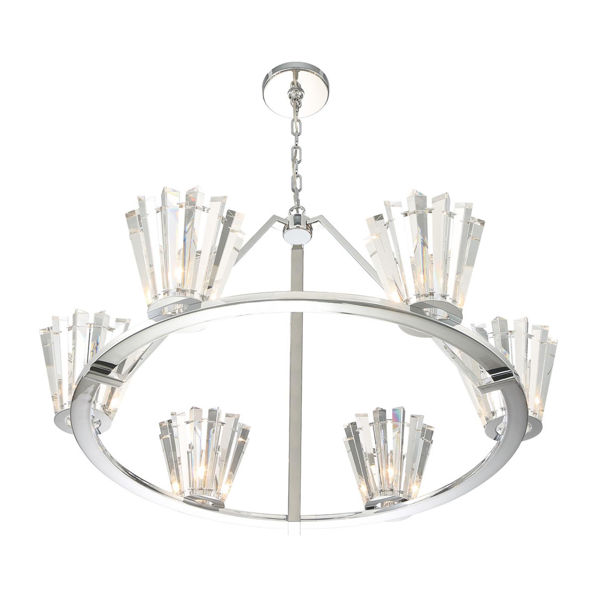 Shown in Chrome finish and Optic crystal and Crystal Prisms glass