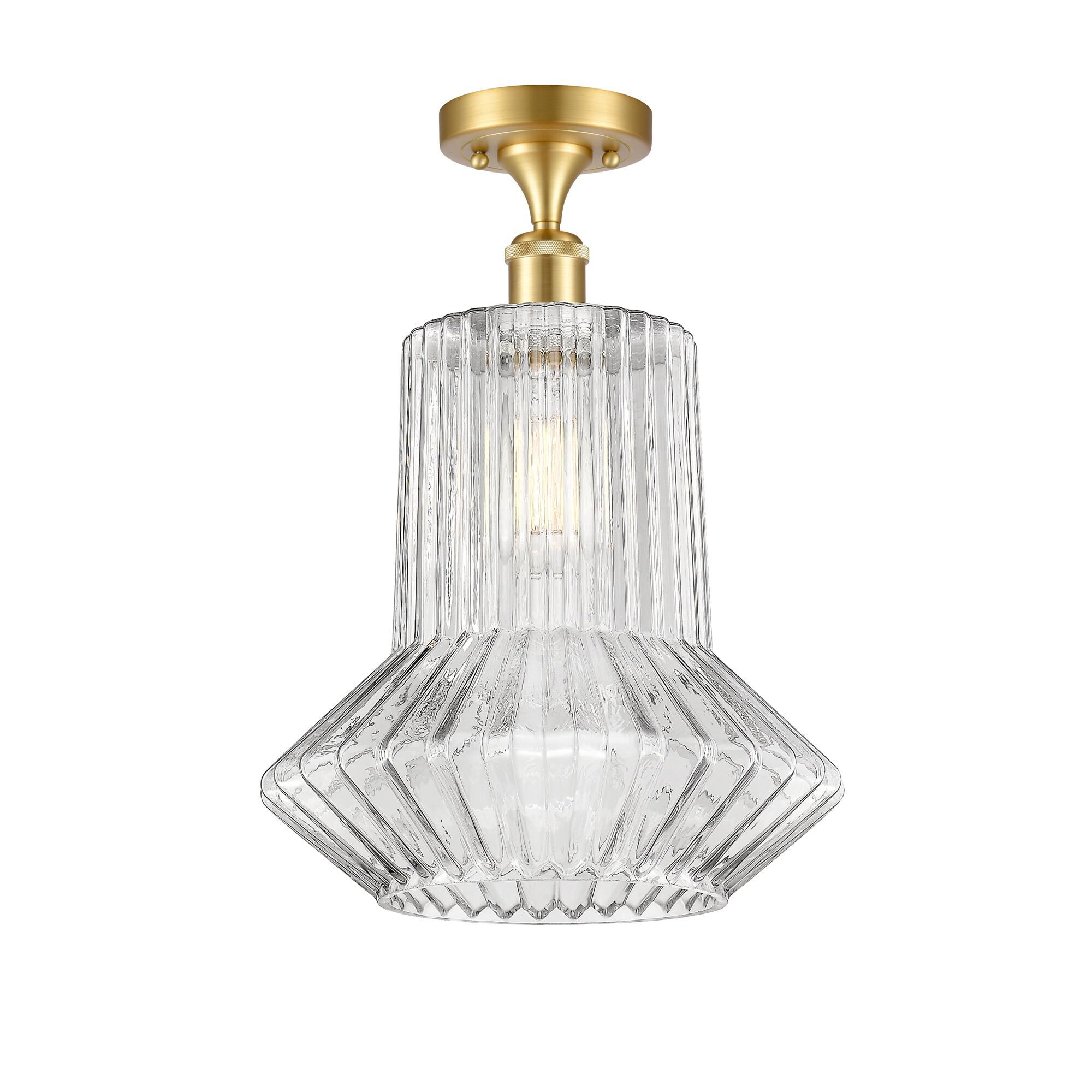 Shown in Satin Gold finish and Clear Spiral Fluted Springwater glass