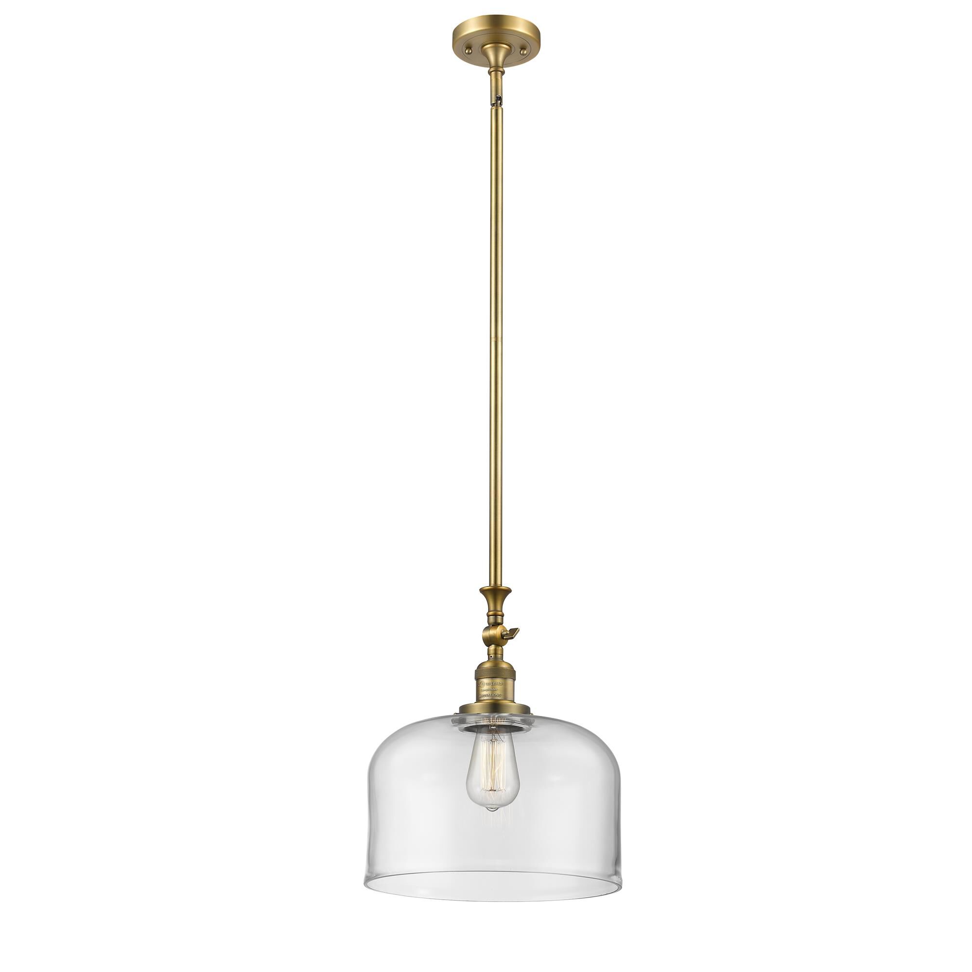 Shown in Brushed Brass finish and Clear glass