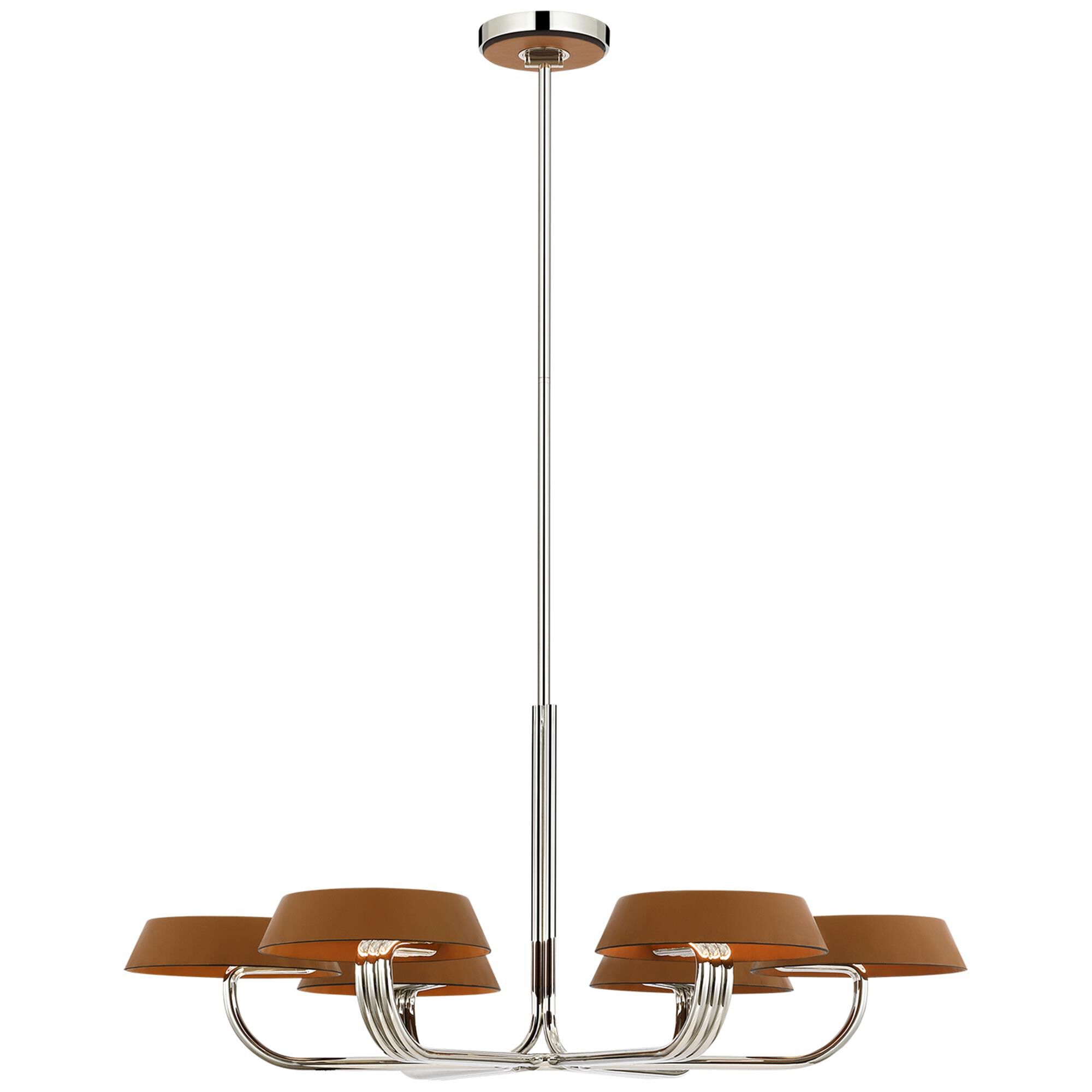 Shown in Polished Nickel and Nutmeg Leather finish