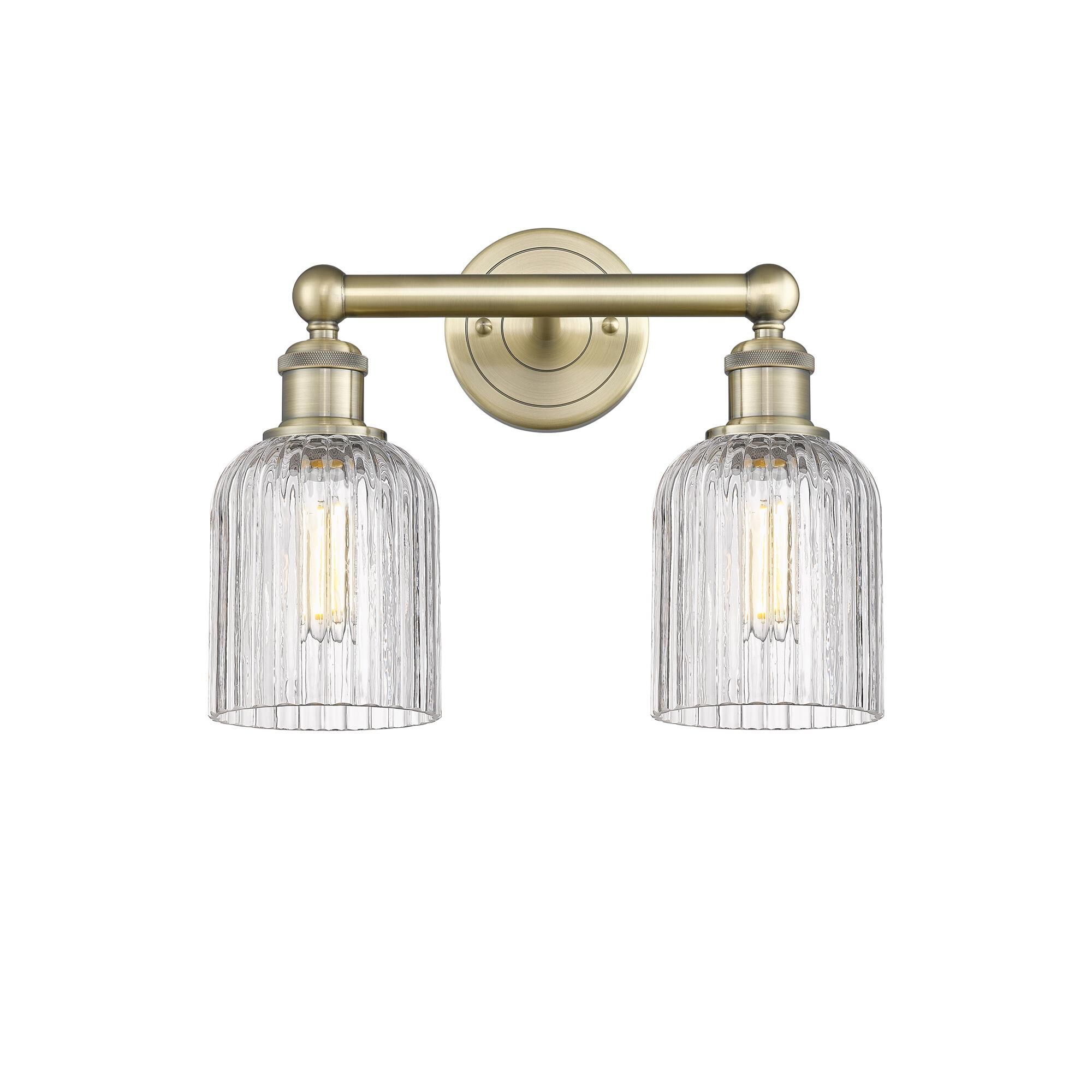 Shown in Antique Brass finish and Clear glass