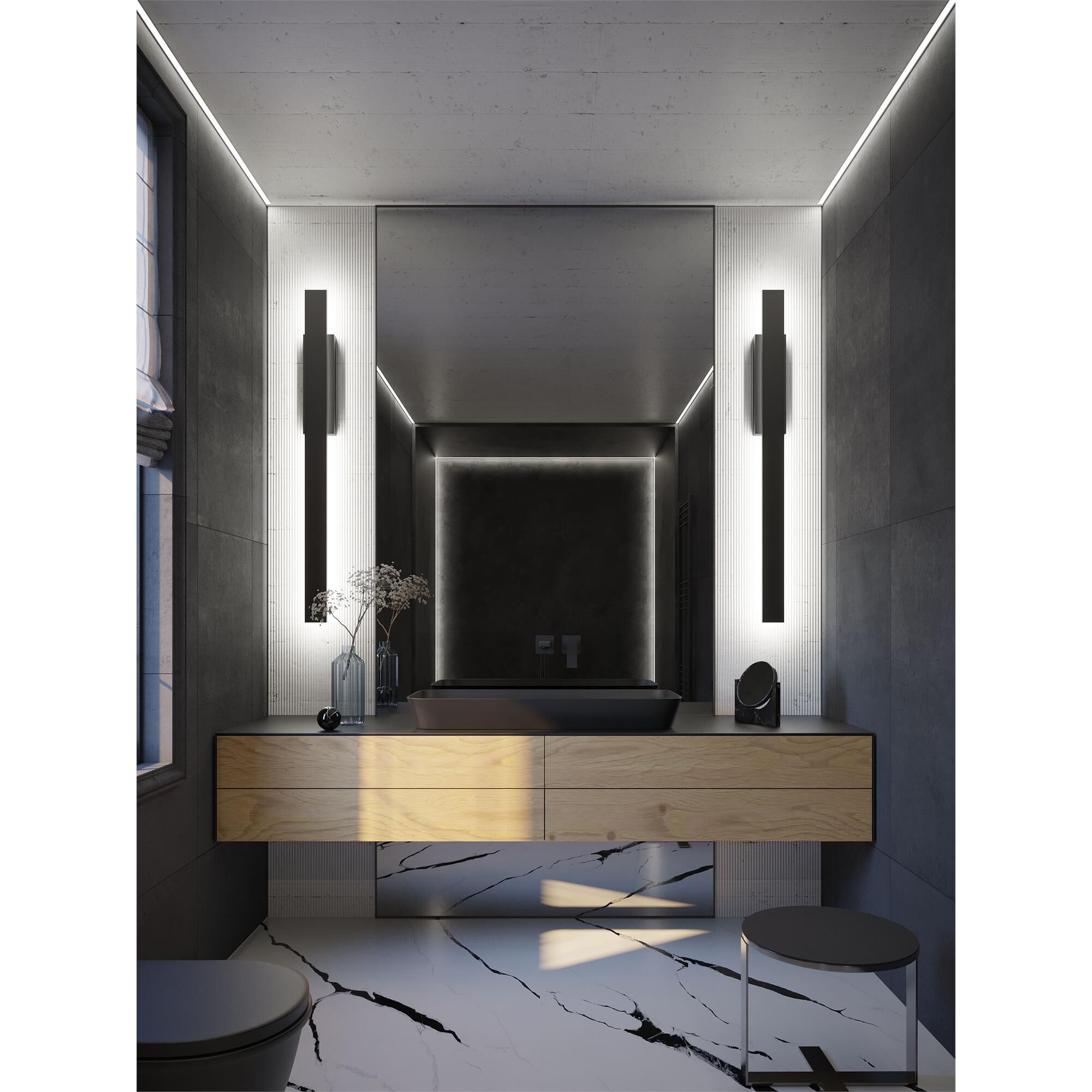 Shown in Black finish and White glass