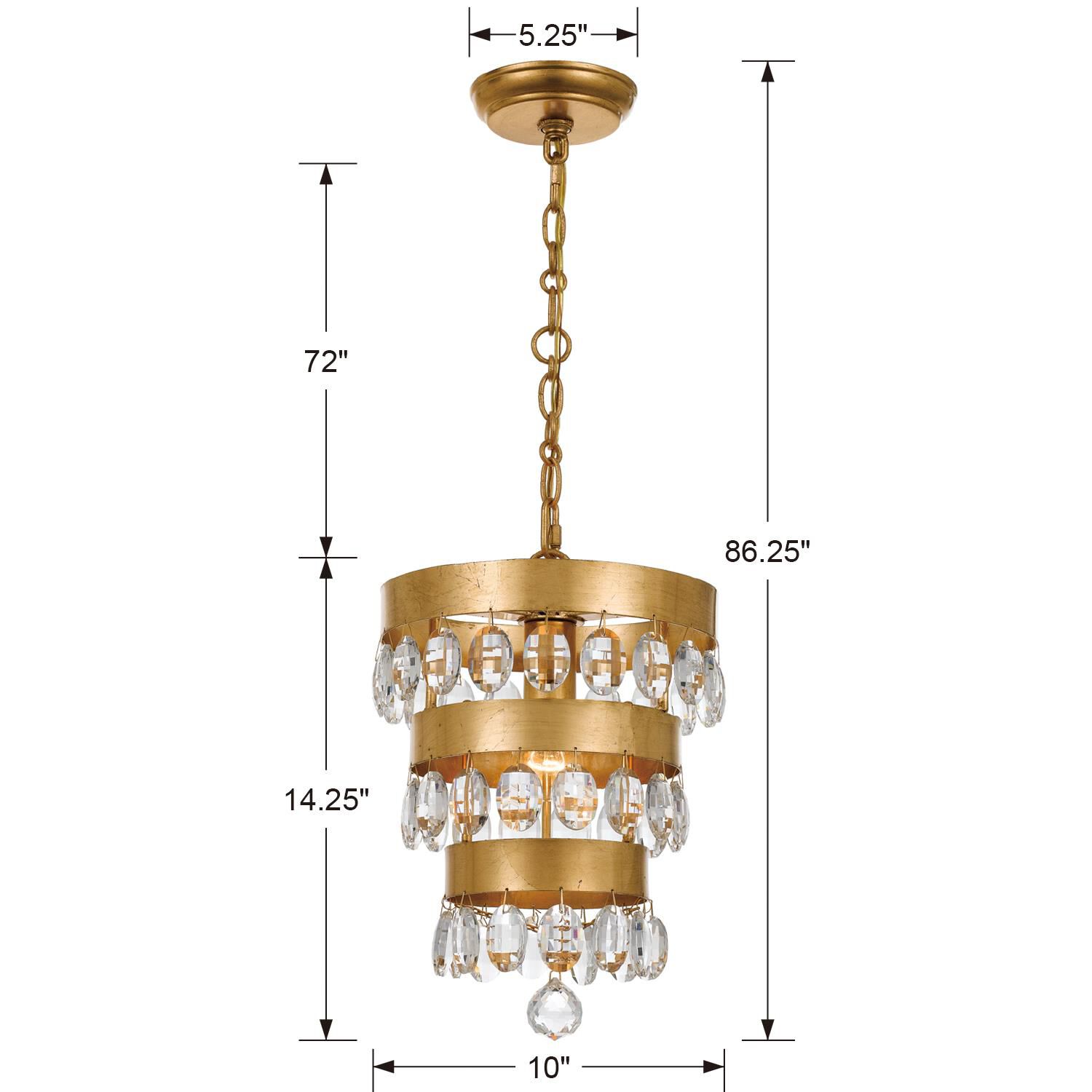 Shown in Antique Gold finish and Clear Elliptical Faceted crystal