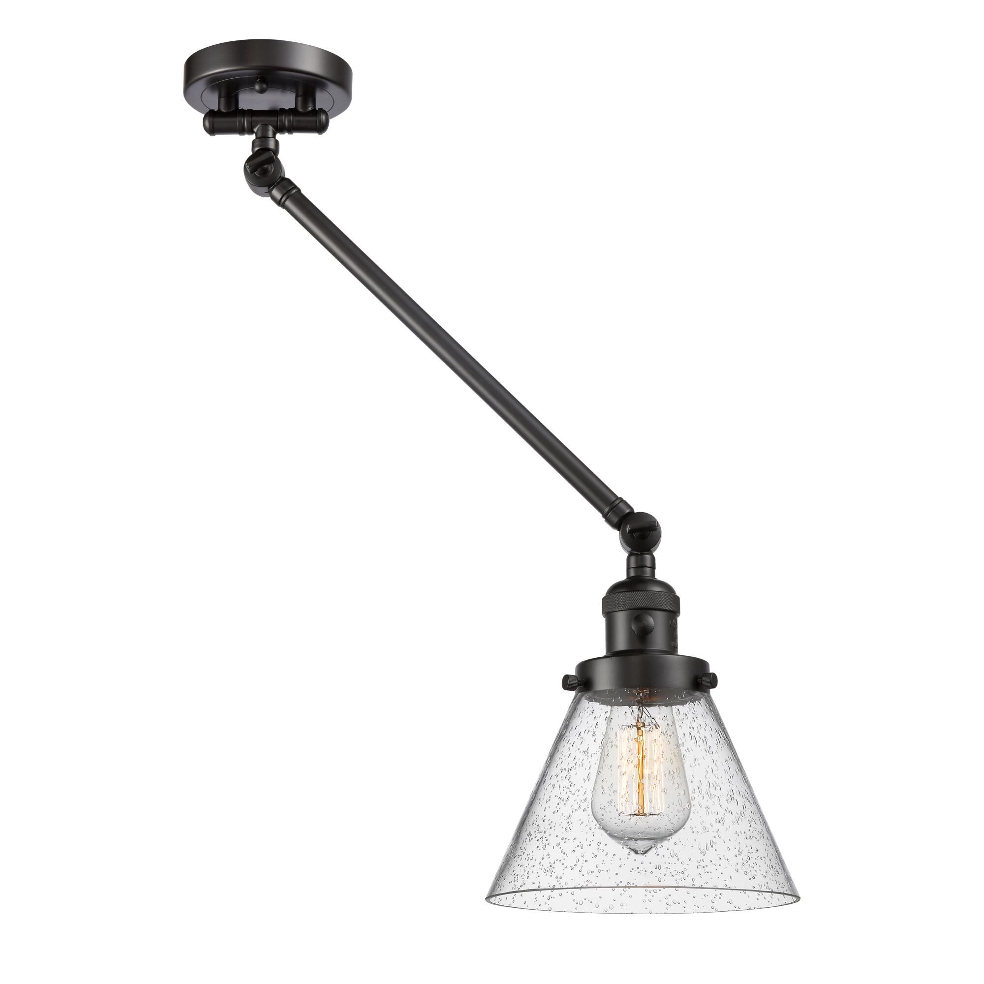 Shown in Oil Rubbed Bronze finish and Seedy glass