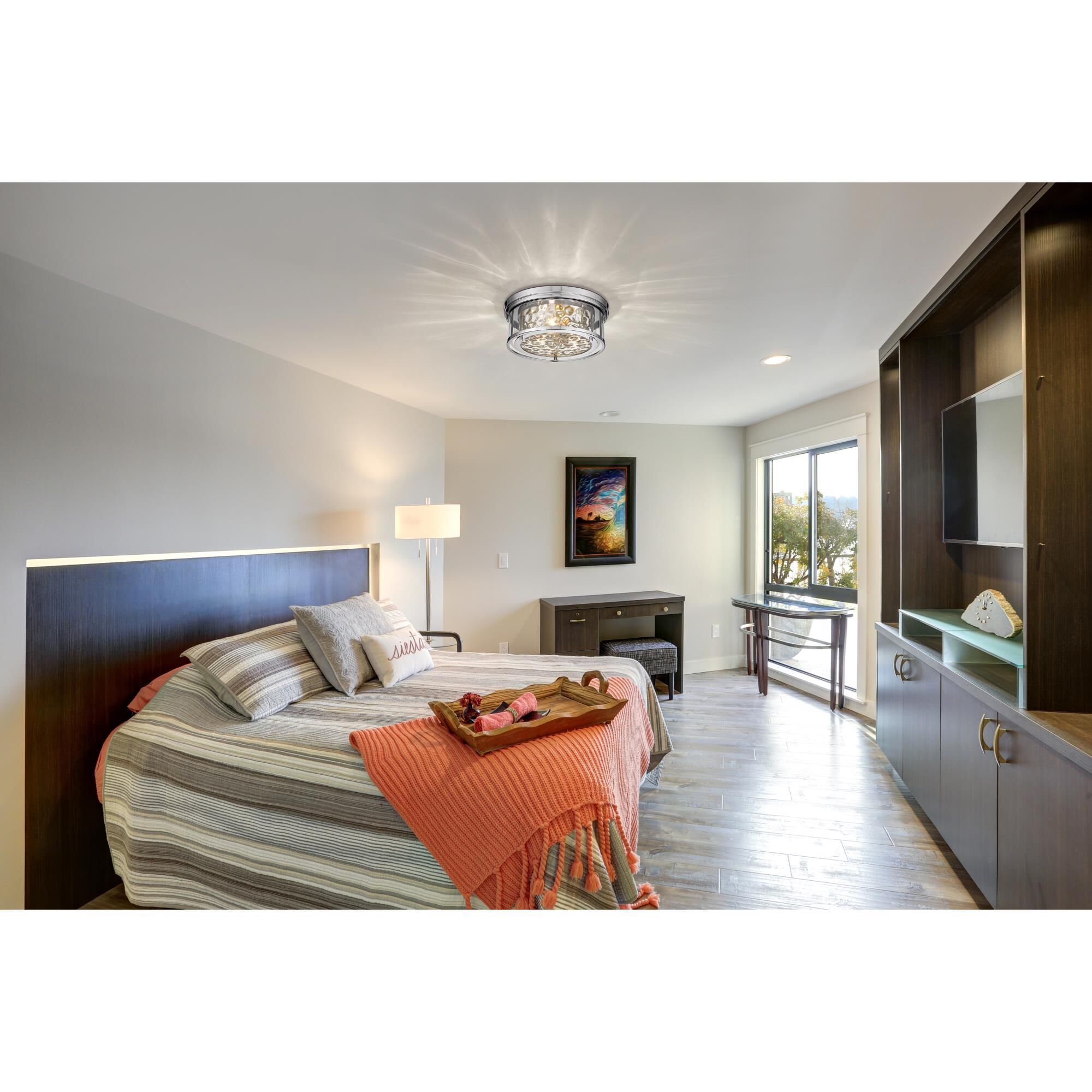 Shown in Polished Nickel finish and Inner Clear Water and Outer Clear glass and No Shade shade