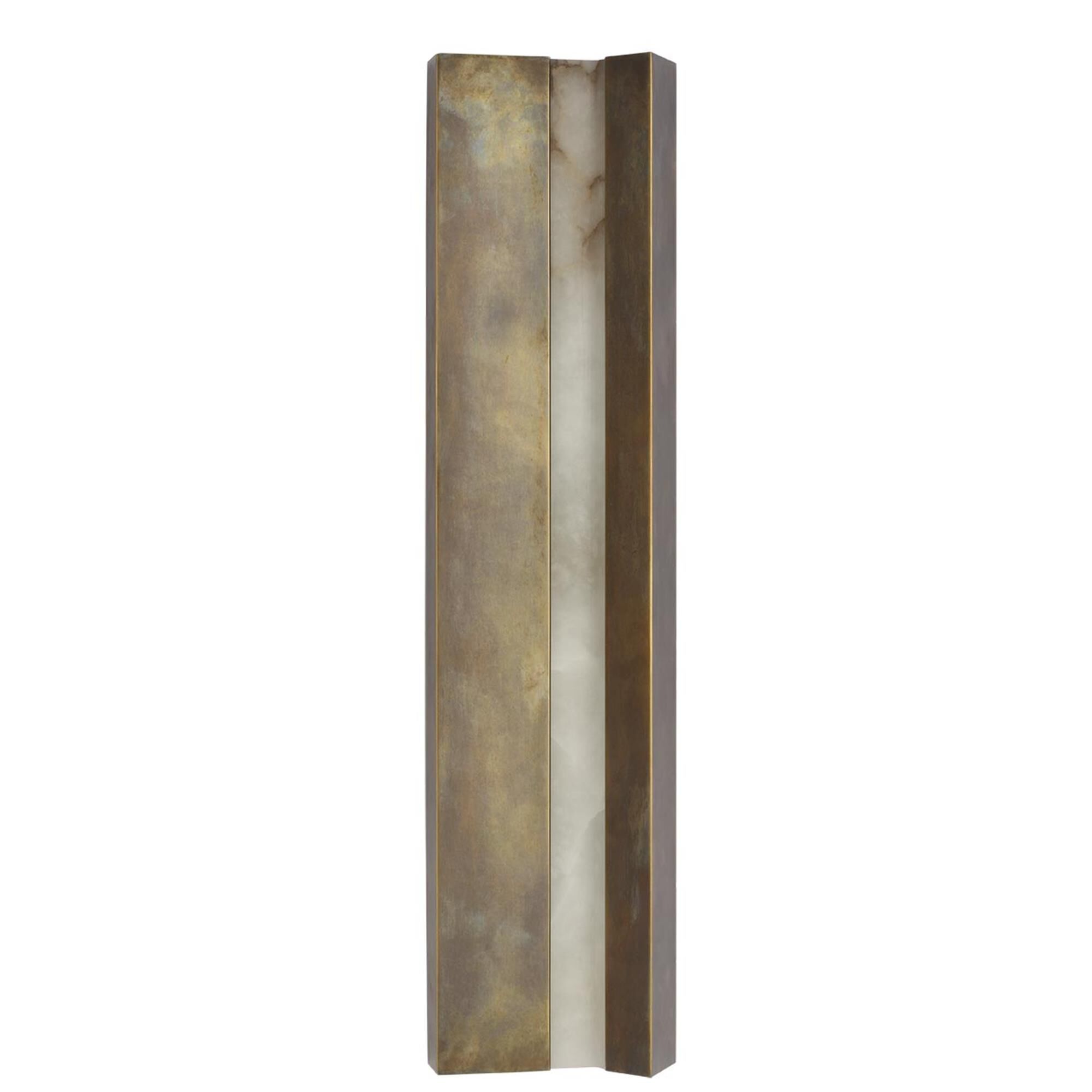 Shown in Mottled Brass finish and Alabaster shade