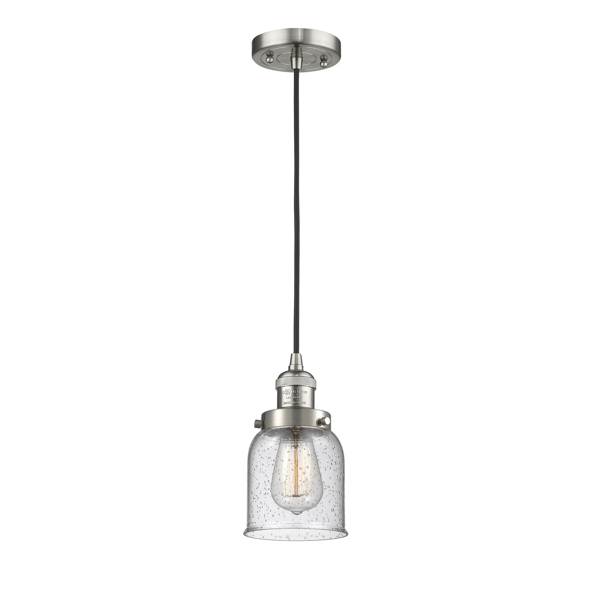 Shown in Brushed Satin Nickel finish and Seedy glass