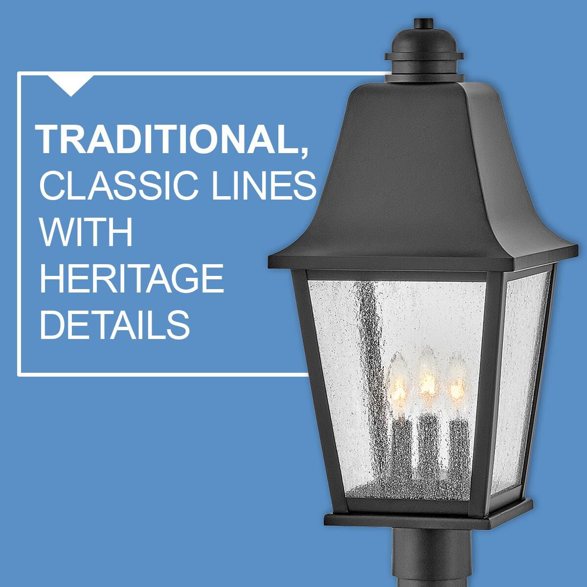 Shown in Black finish and Clear Seedy glass