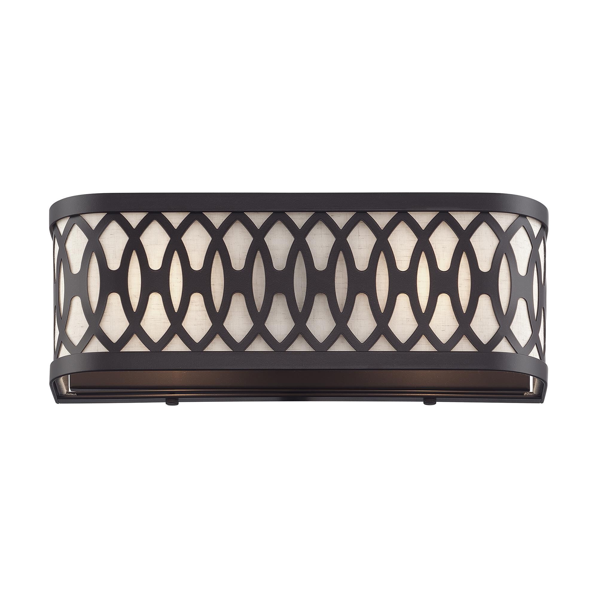 Shown in English Bronze finish and Hand Crafted Oatmeal Color Hardback shade