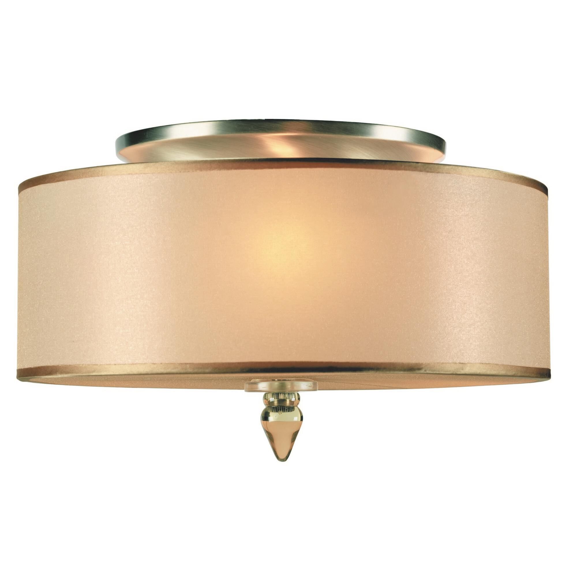 Shown in Antique Brass finish and Organza glass and Organza shade