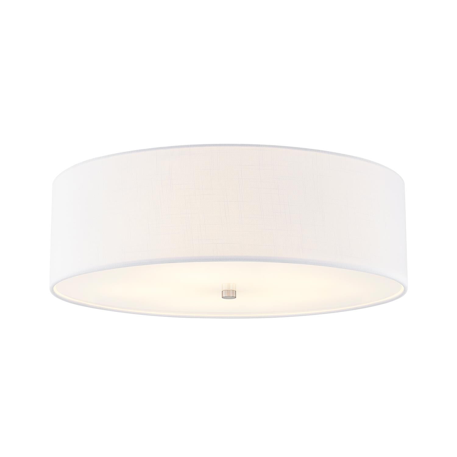 Shown in Brushed Nickel finish and White Woven Fabric shade