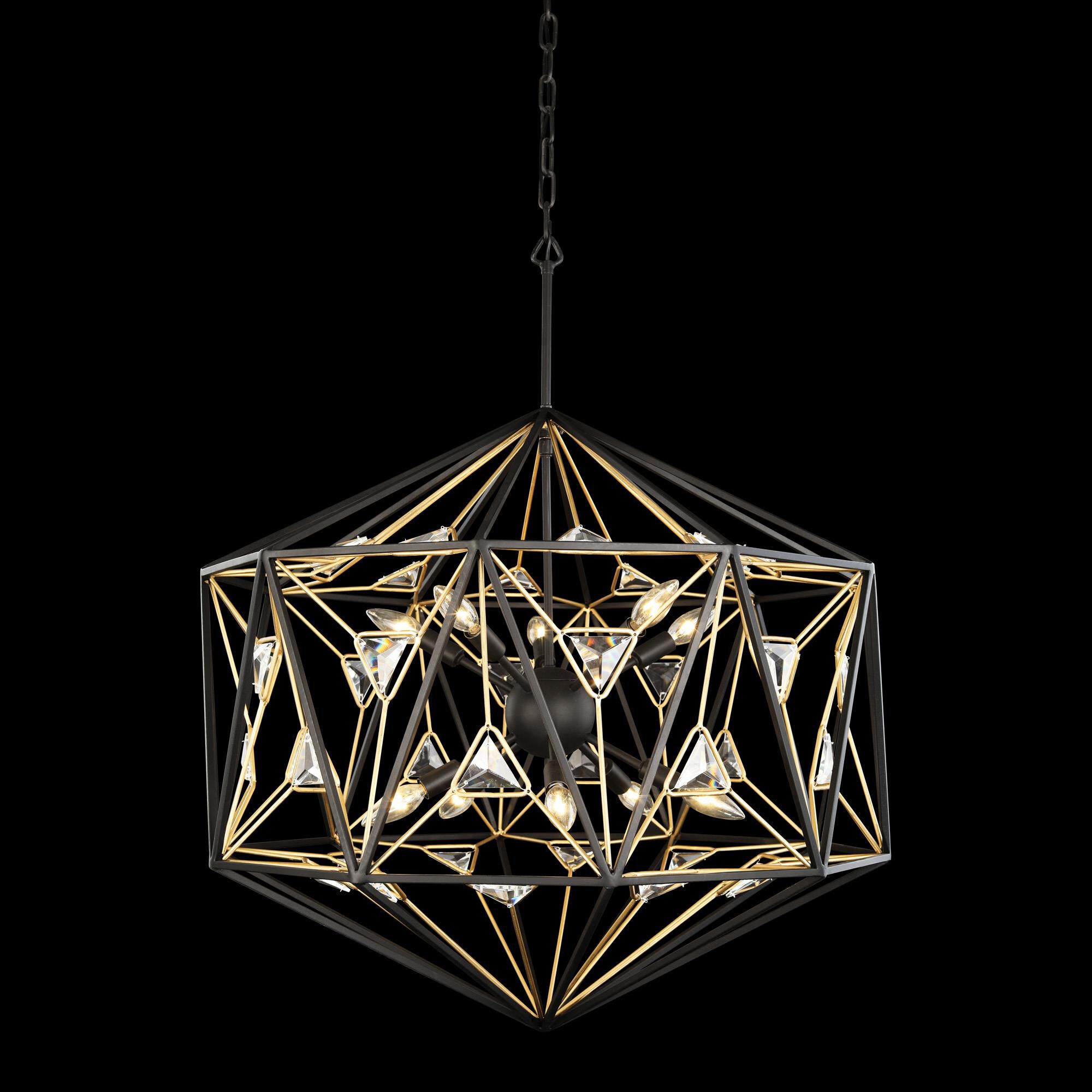 Shown in Black and Gold finish and Clear crystal