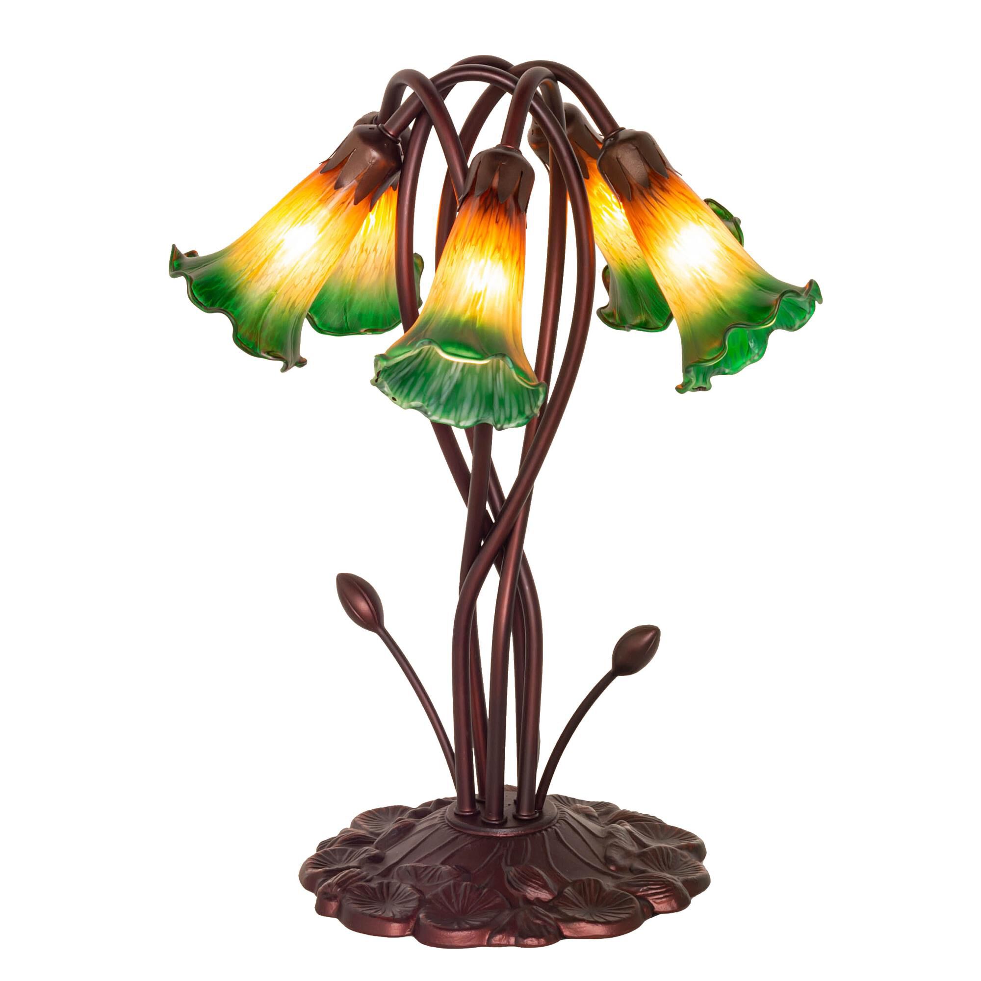 Amber And Green Pond Lily 16 Inch Accent Lamp by Meyda Lighting