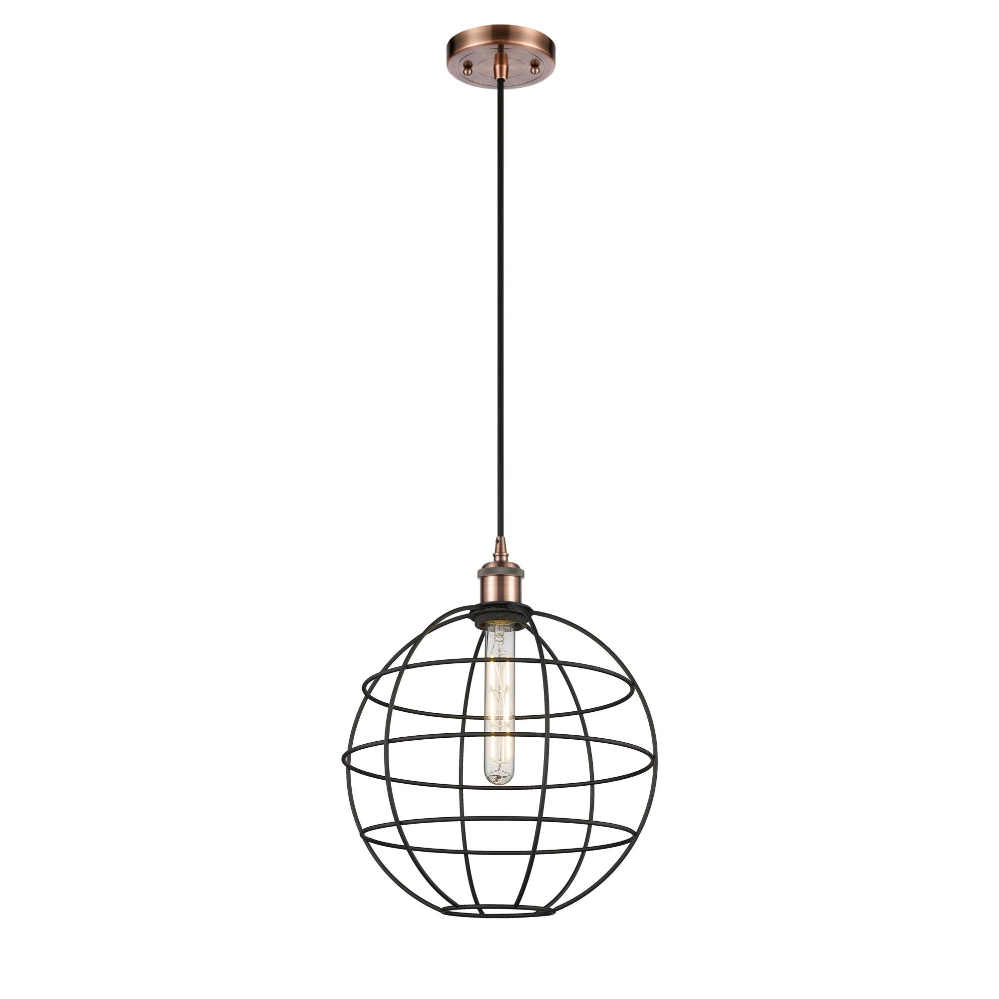 Shown in Antique Copper finish and Matte Black shade