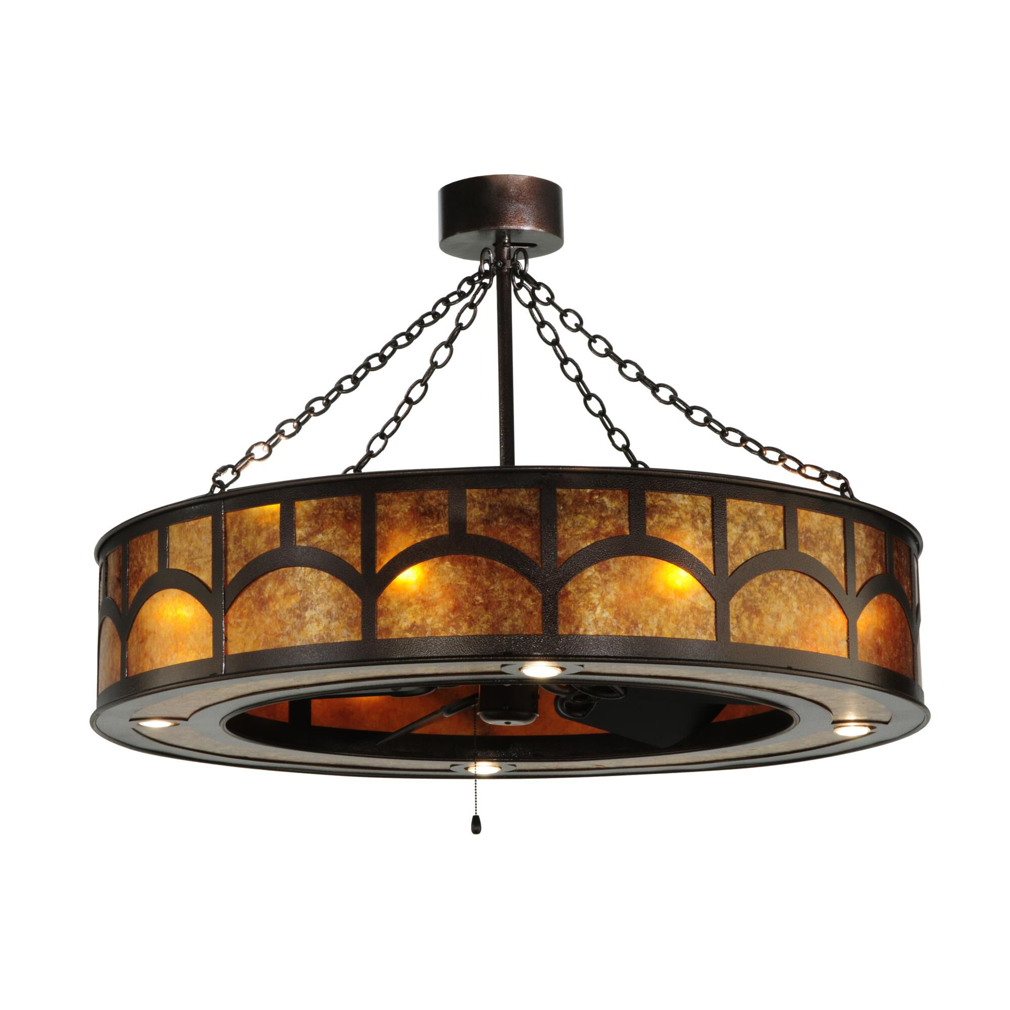 Shown in Custom Finish finish and Amber Mica glass