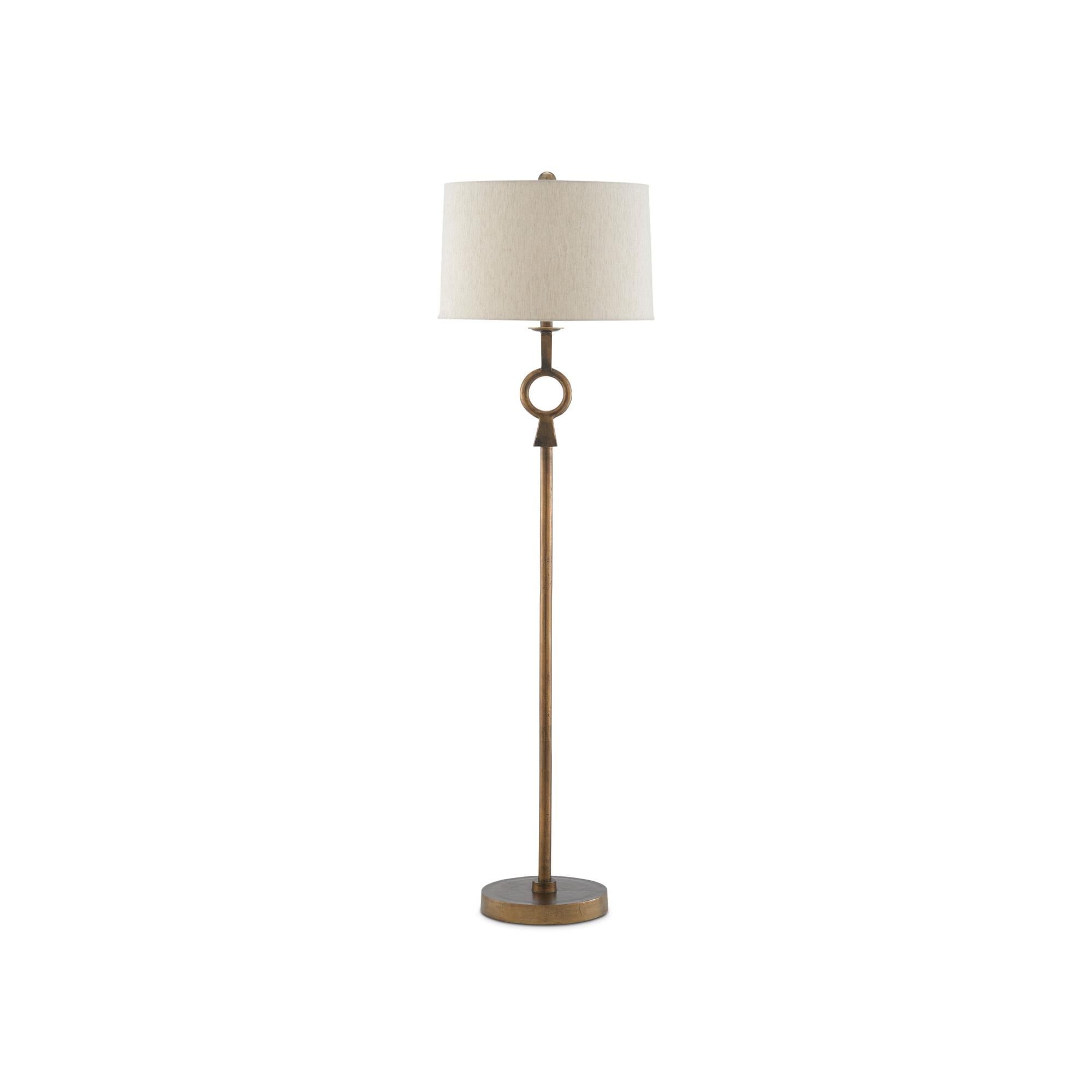Shown in Antique Brass finish and Natural Flax shade