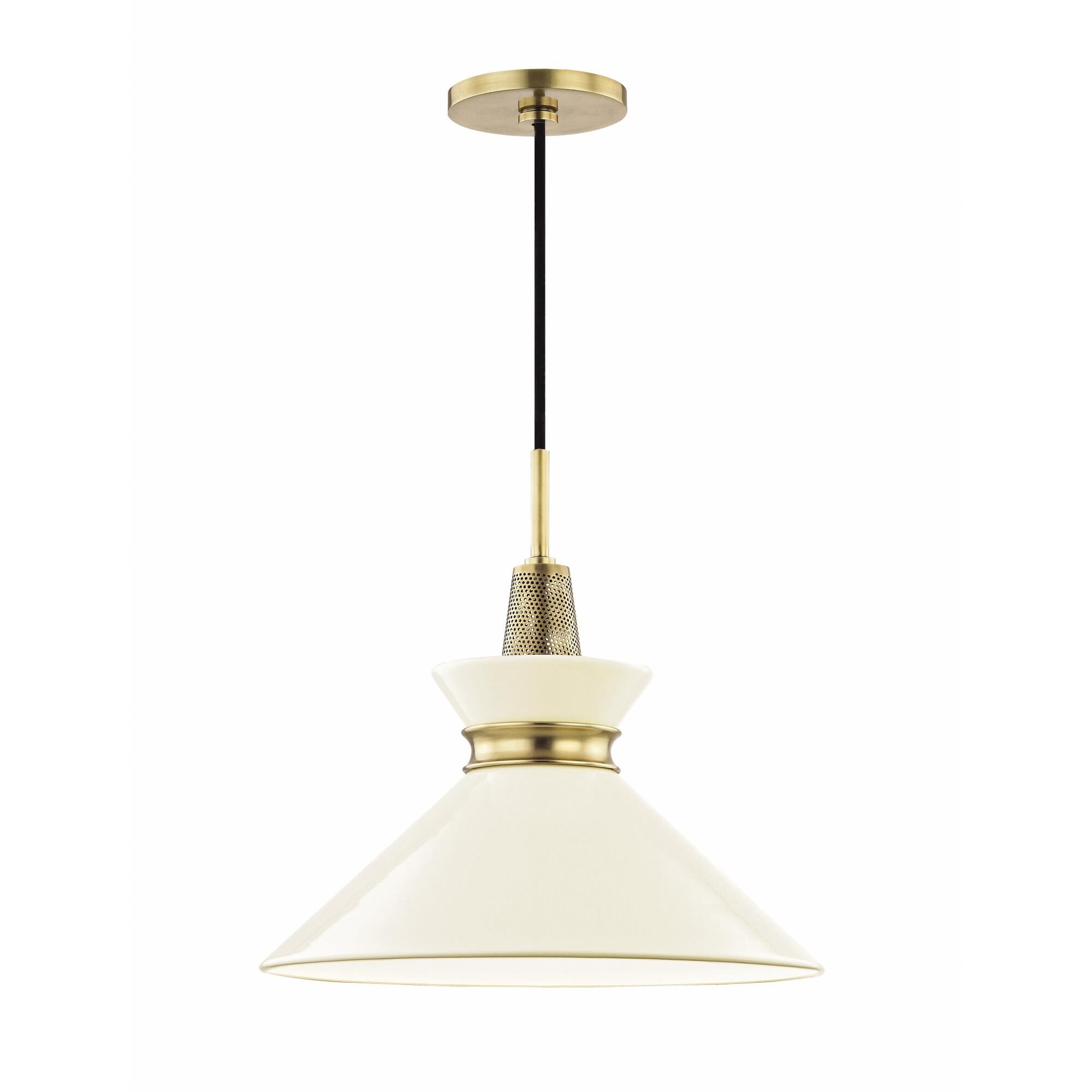 Shown in Aged Brass-Cream finish and Cream Metal shade