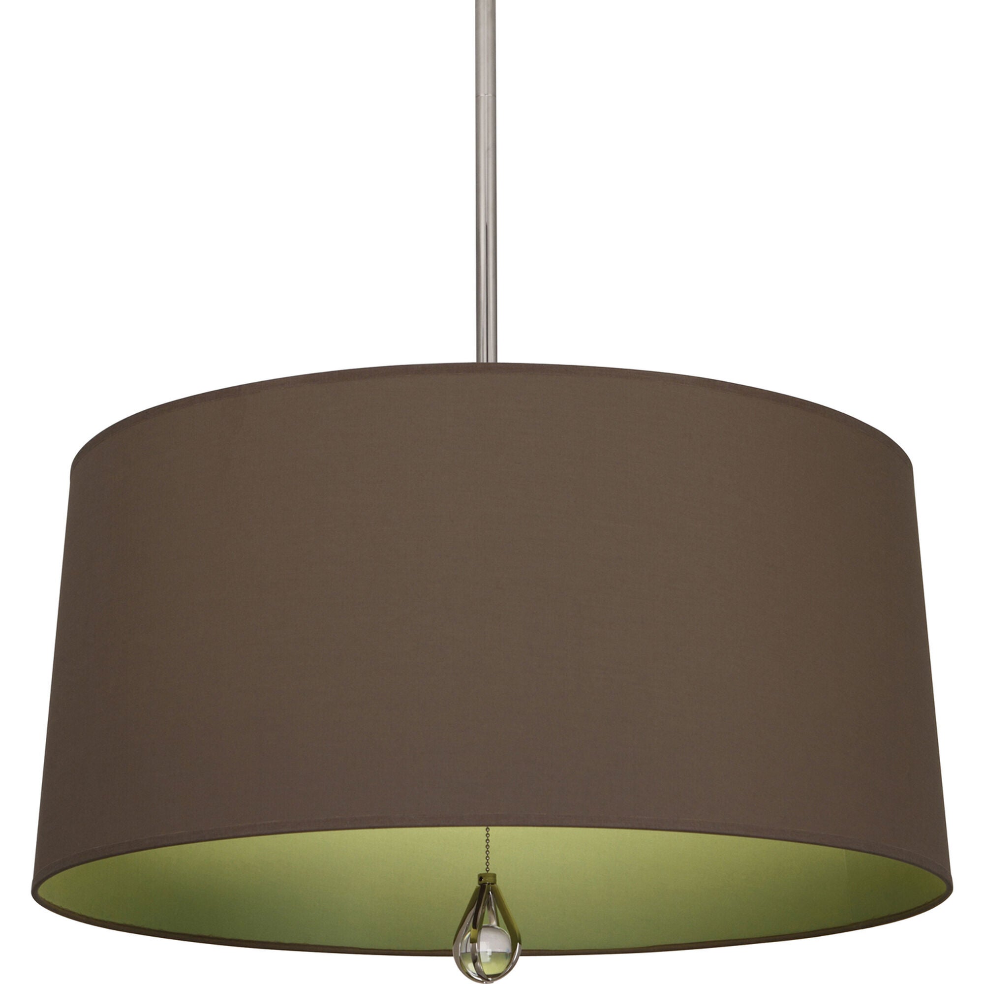 Shown in Polished Nickel finish and Revolutionary Storm Fabric With Parrot Green Lining shade