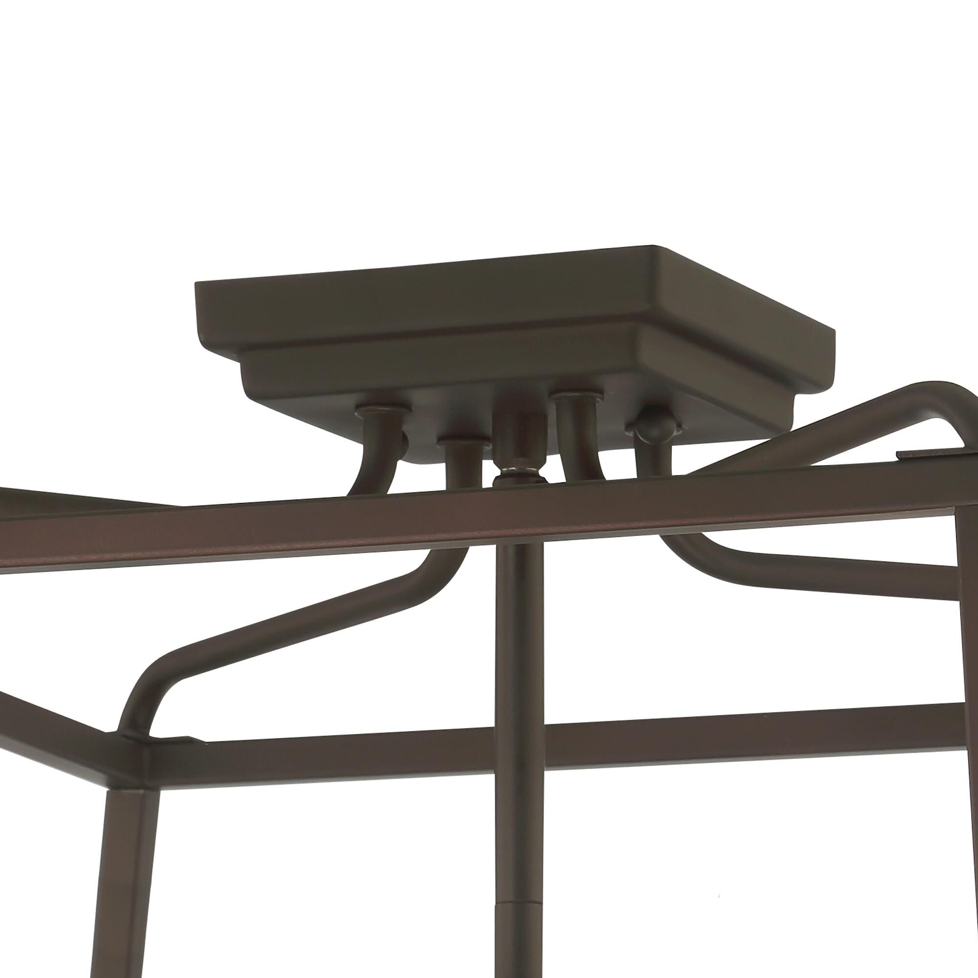 Shown in Dark Bronze finish and Flax Textured Fabric glass and Flax Textured Fabric shade