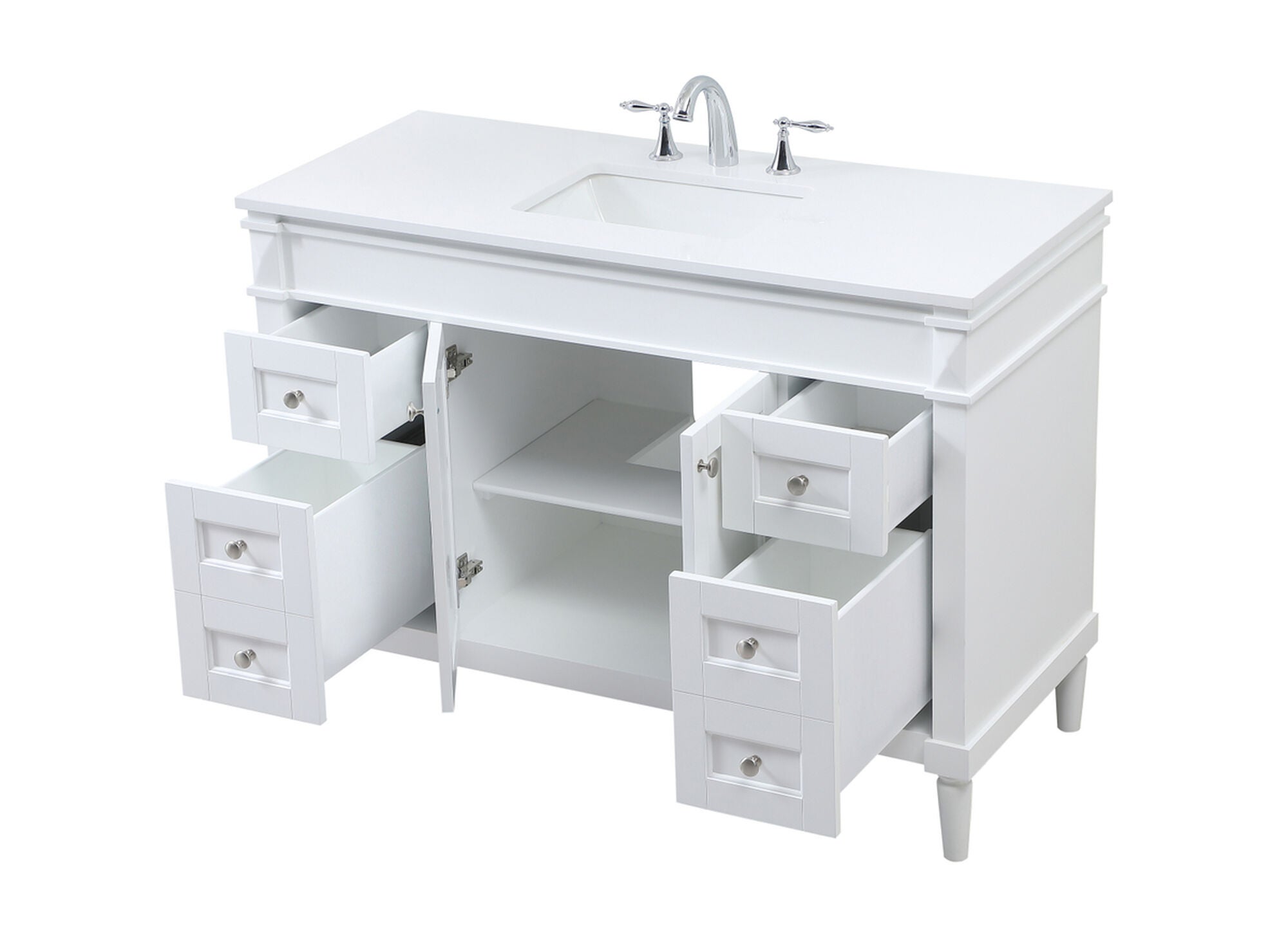 Shown in White finish and No Backsplash accent