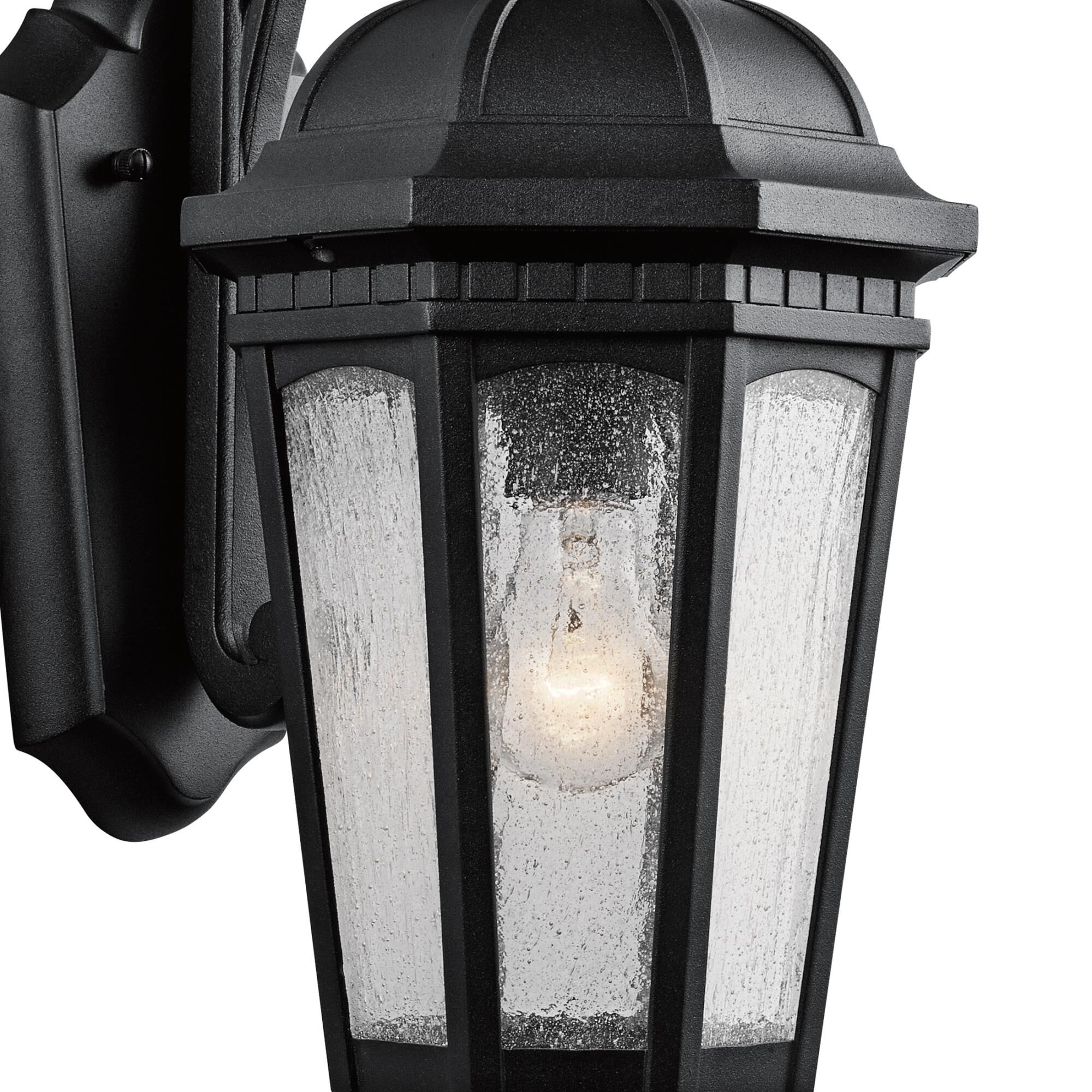 Shown in Textured Black finish and Clear Seeded glass