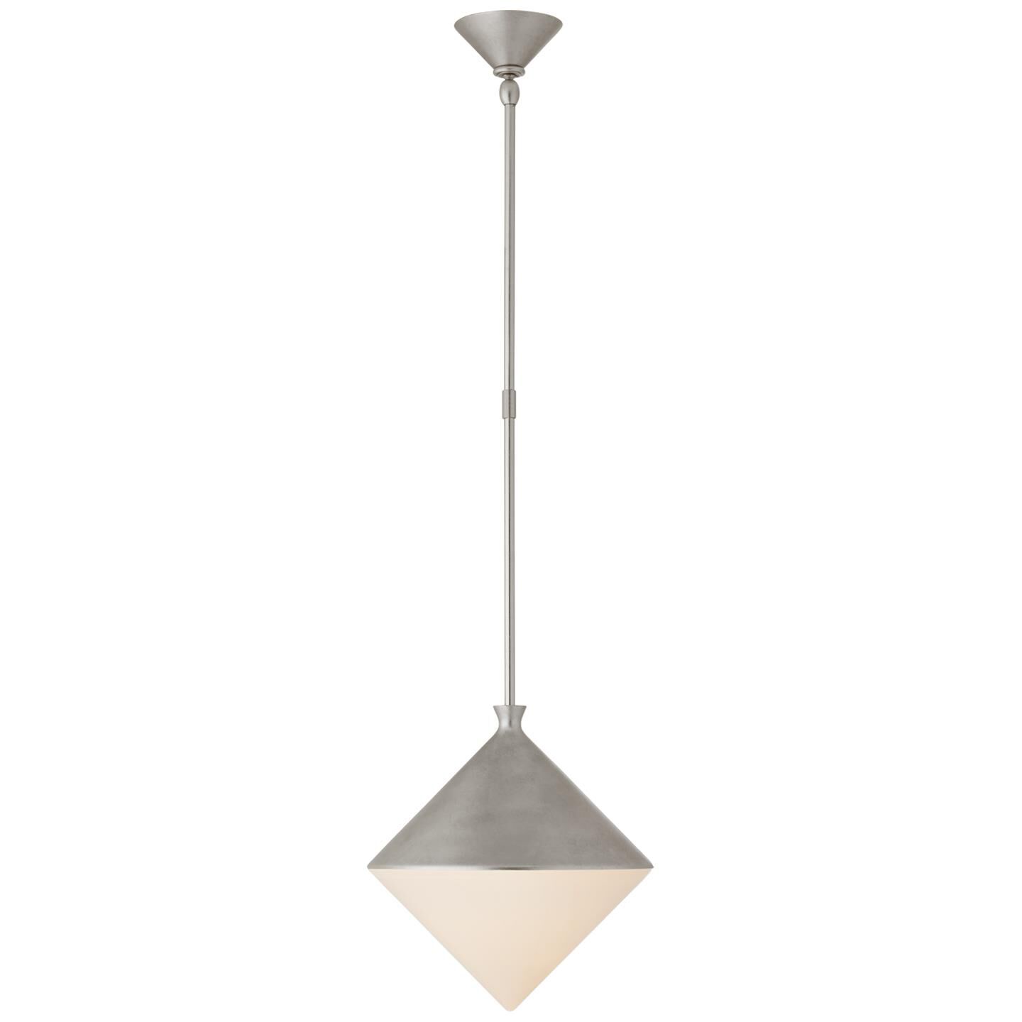 Shown in Burnished Silver Leaf finish and White glass and White Glass shade