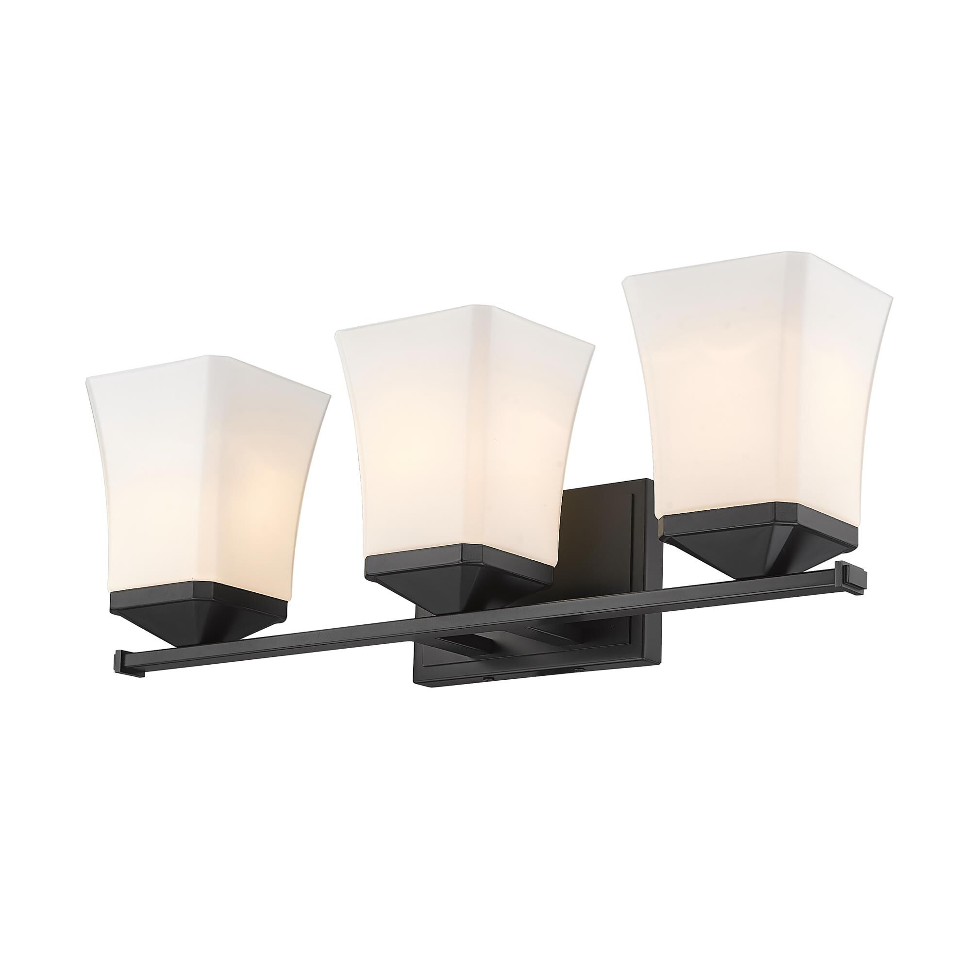 Shown in Matte Black finish and Glass shade