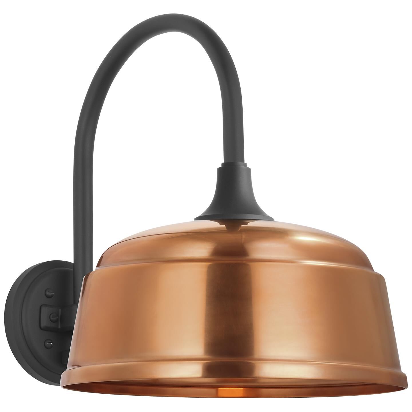 Shown in Matte Black finish and Soft Copper Rockhouse shade