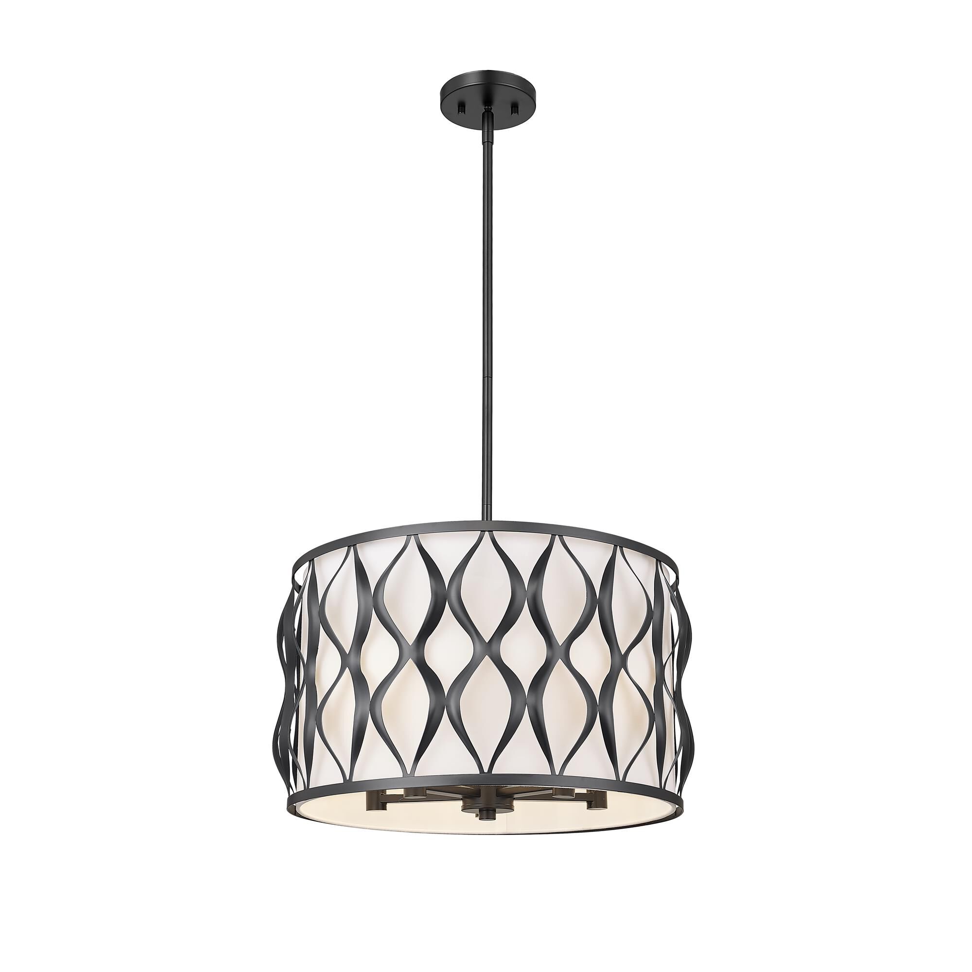 Shown in Matte Black finish and White glass and White shade