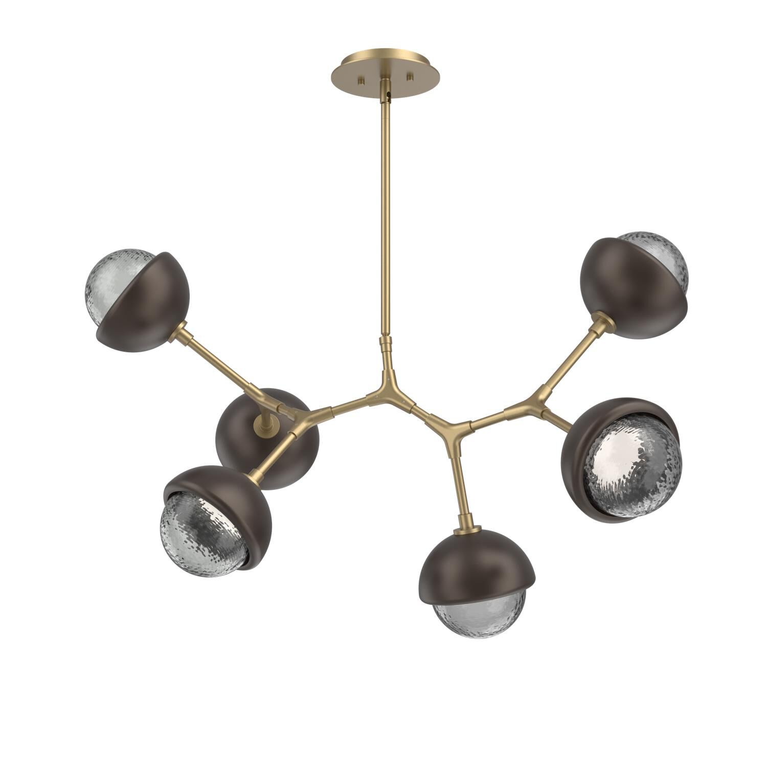 Shown in Gilded Brass finish and Smoke glass and Flat Bronze accent