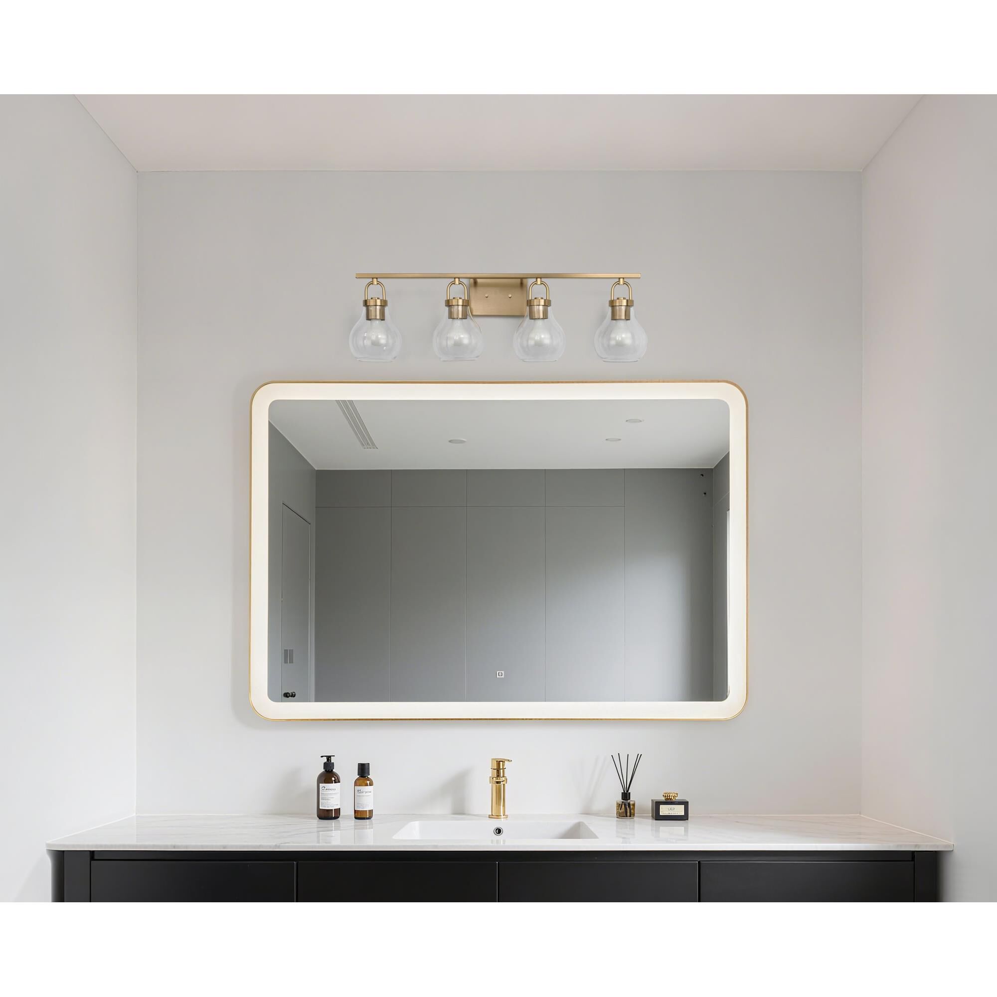 Shown in Champagne Gold finish and Clear glass